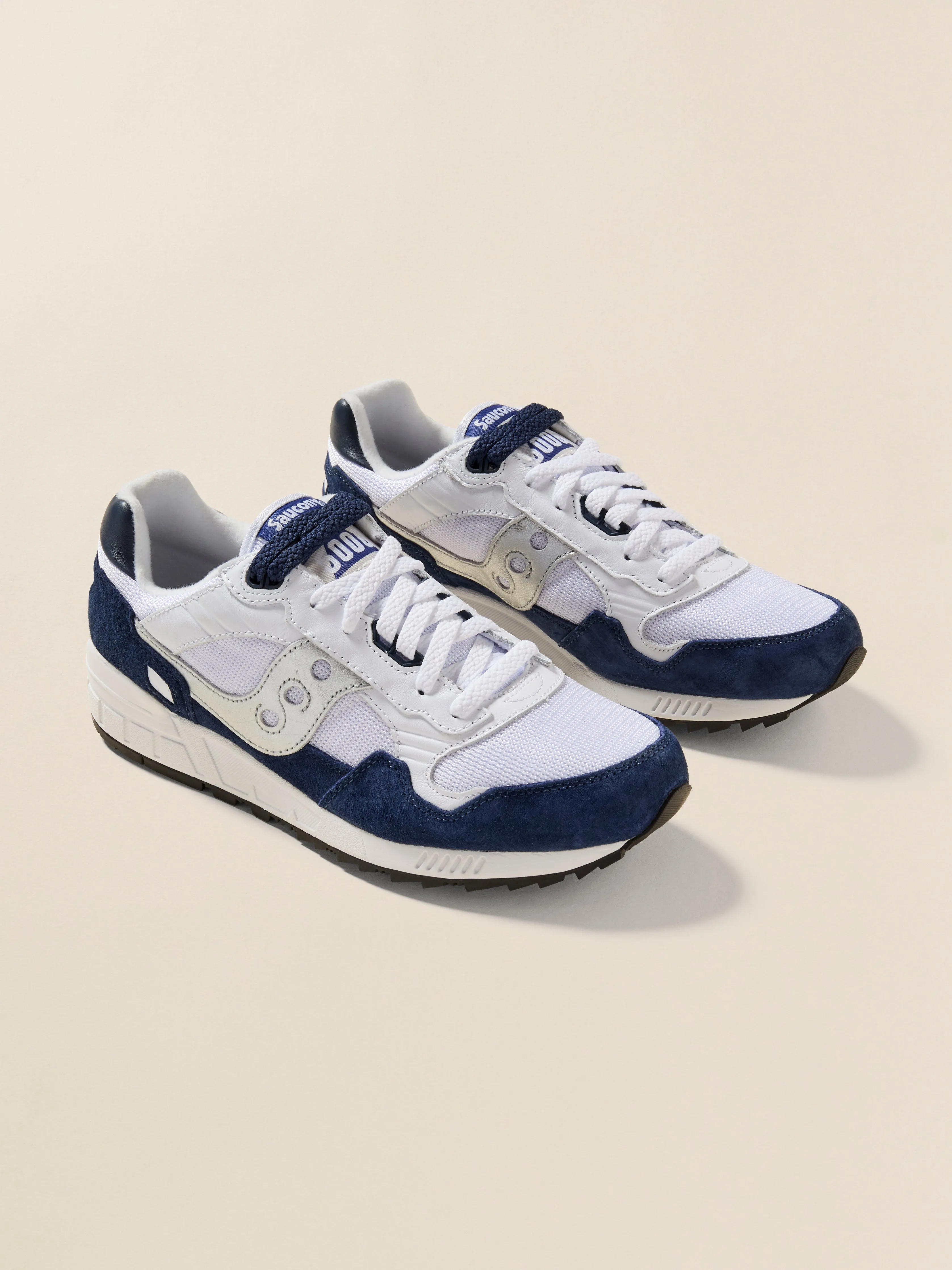 Saucony Shadow 5000 - White Navy Silver sold by Faherty