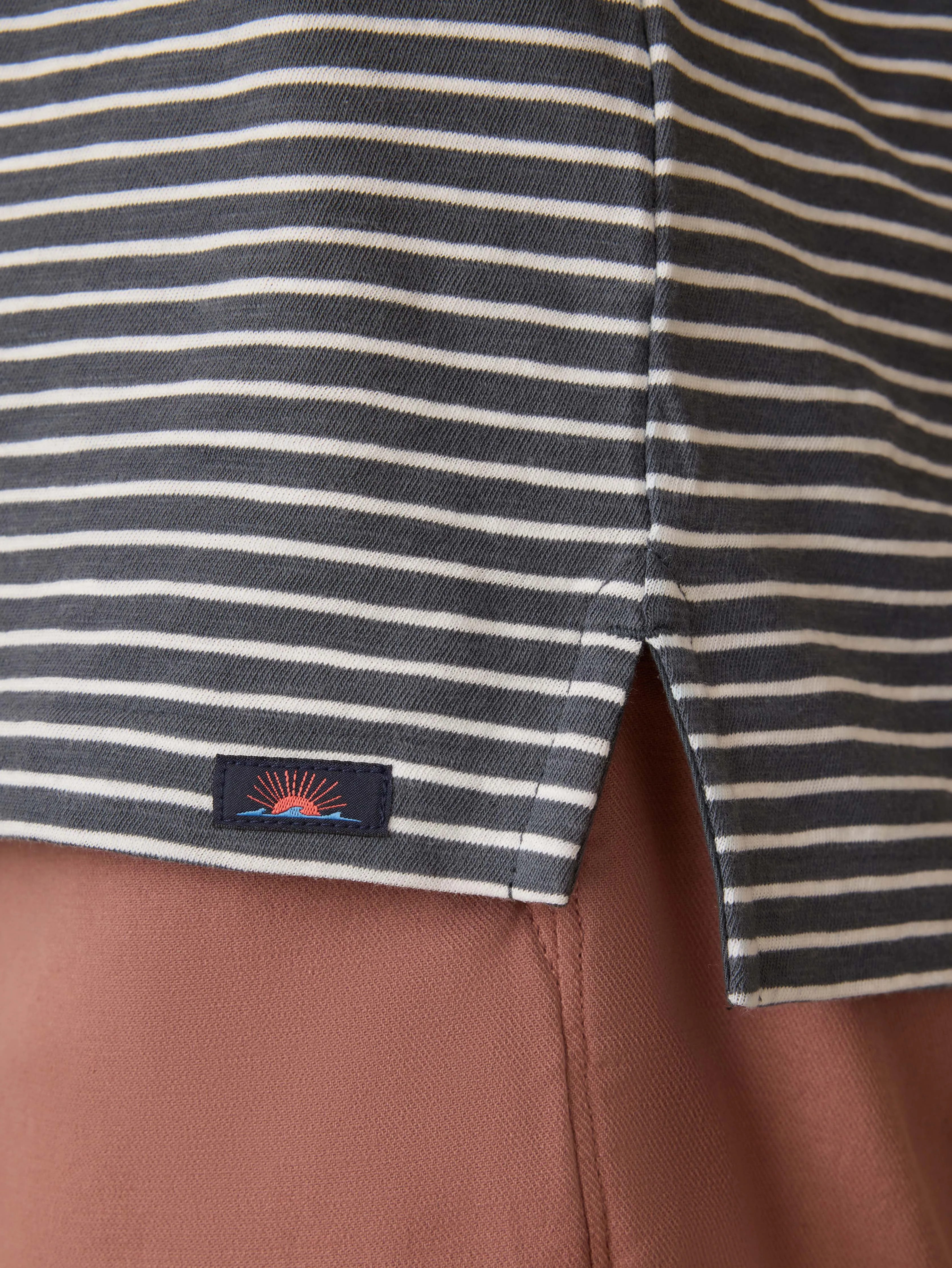 Sunwashed T-Shirt Polo - Ocean Stone Stripe sold by Faherty product image thumbnail 2