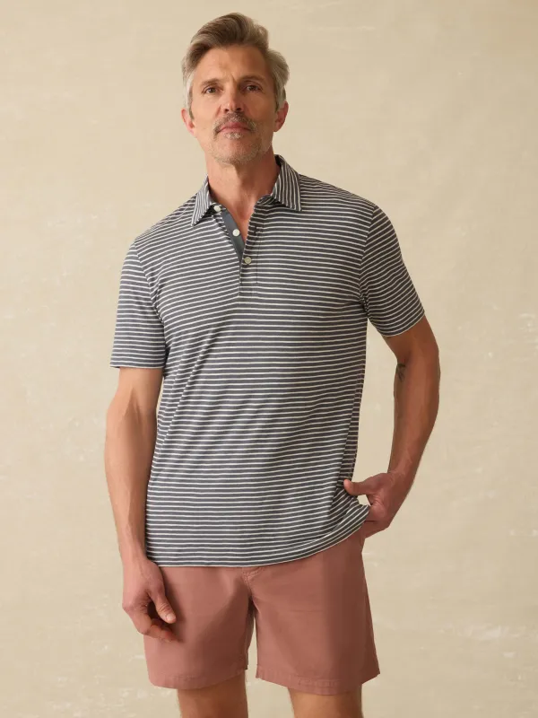 Sunwashed T-Shirt Polo - Ocean Stone Stripe sold by Faherty