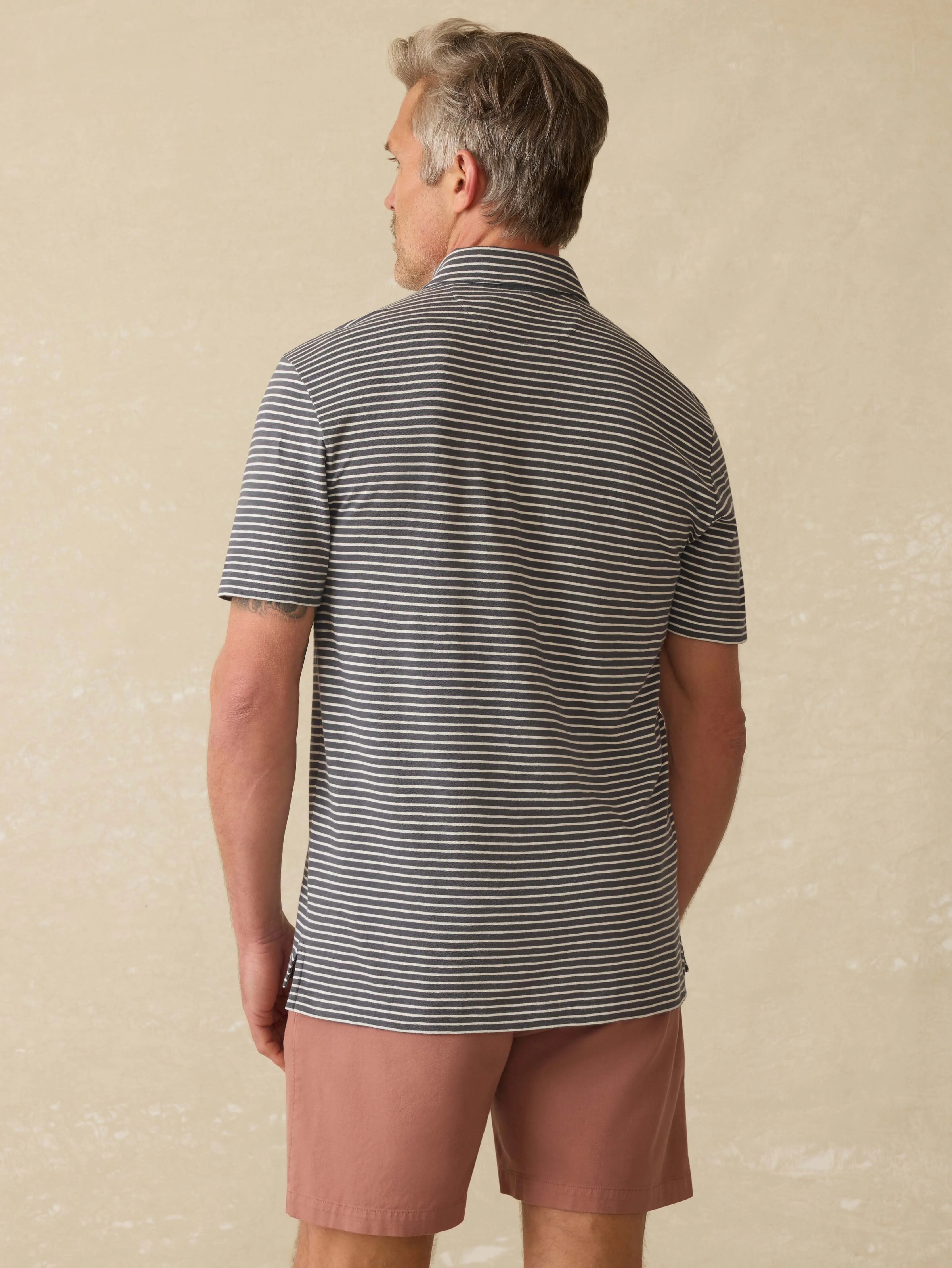 Sunwashed T-Shirt Polo - Ocean Stone Stripe sold by Faherty product image thumbnail 4