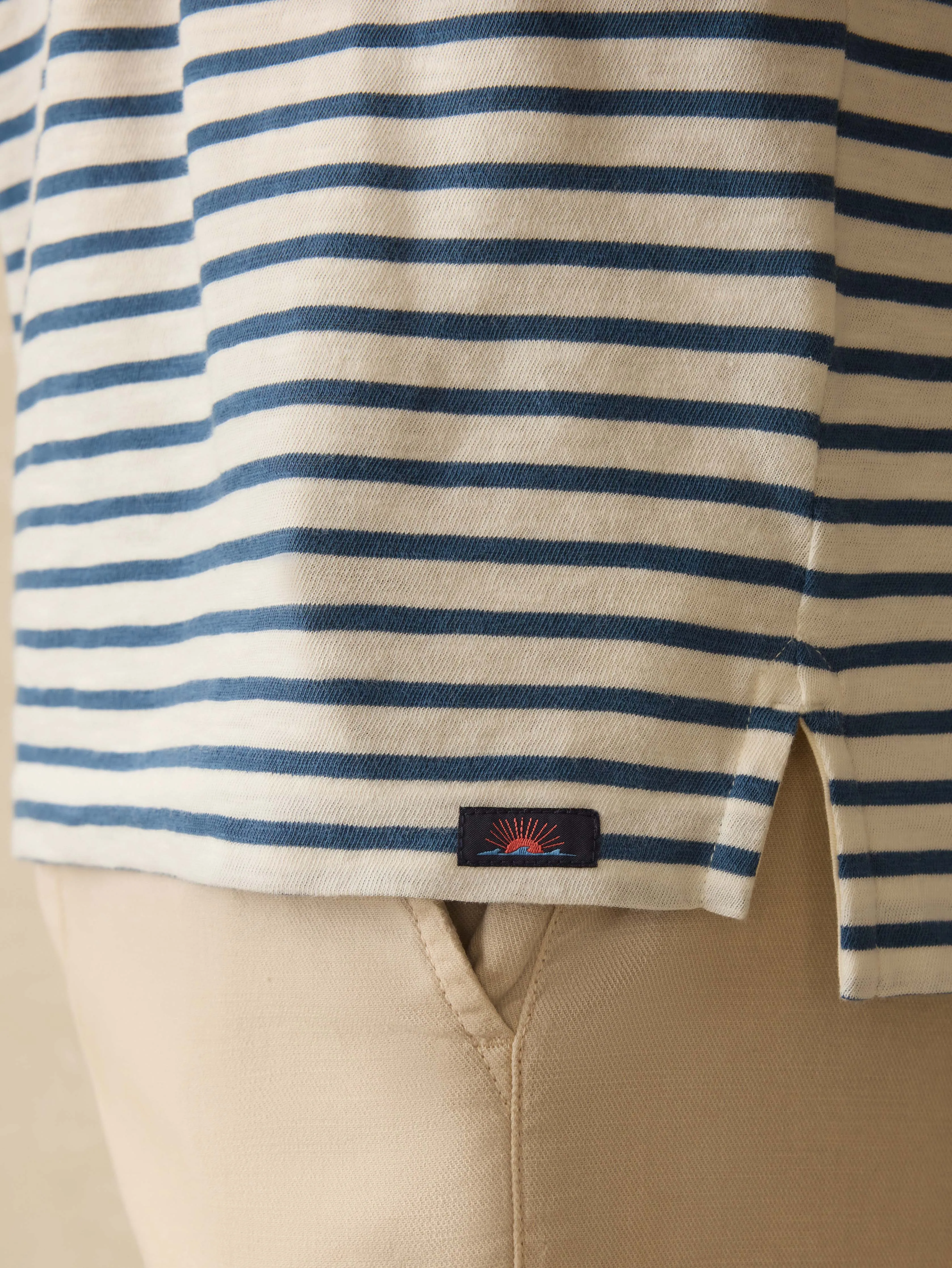 Sunwashed T-Shirt Polo - Ivory Breton Stripe sold by Faherty product image thumbnail 2
