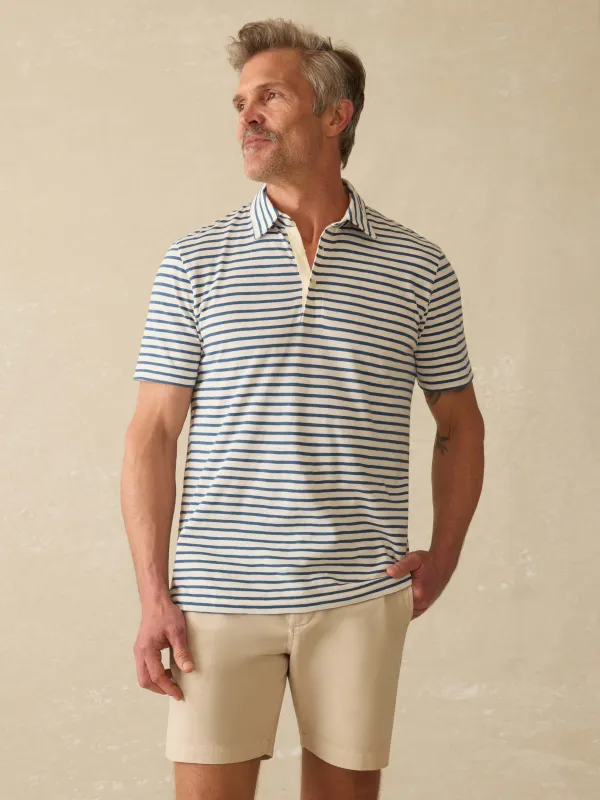 Sunwashed T-Shirt Polo - Ivory Breton Stripe sold by Faherty
