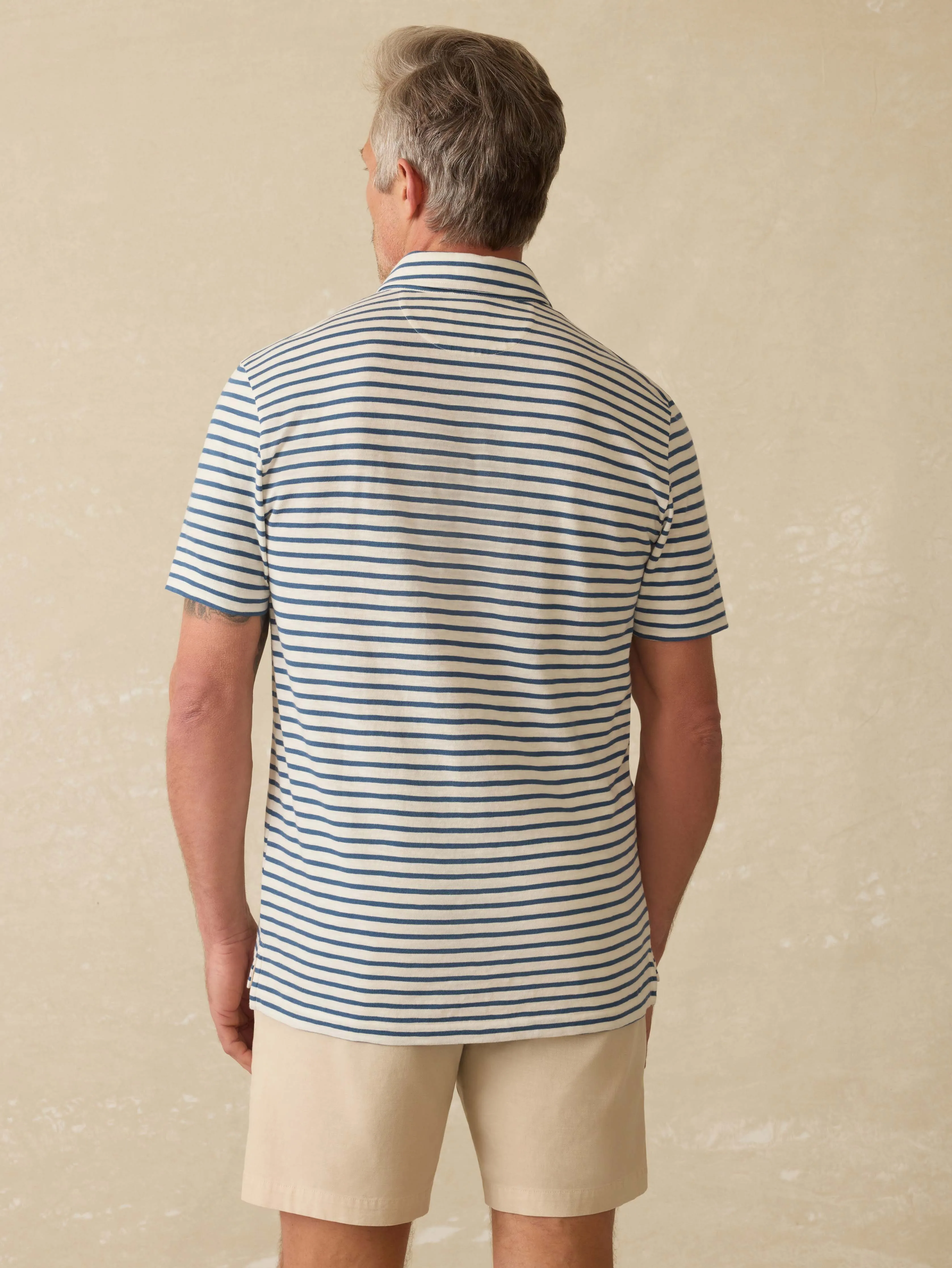 Sunwashed T-Shirt Polo - Ivory Breton Stripe sold by Faherty product image thumbnail 4