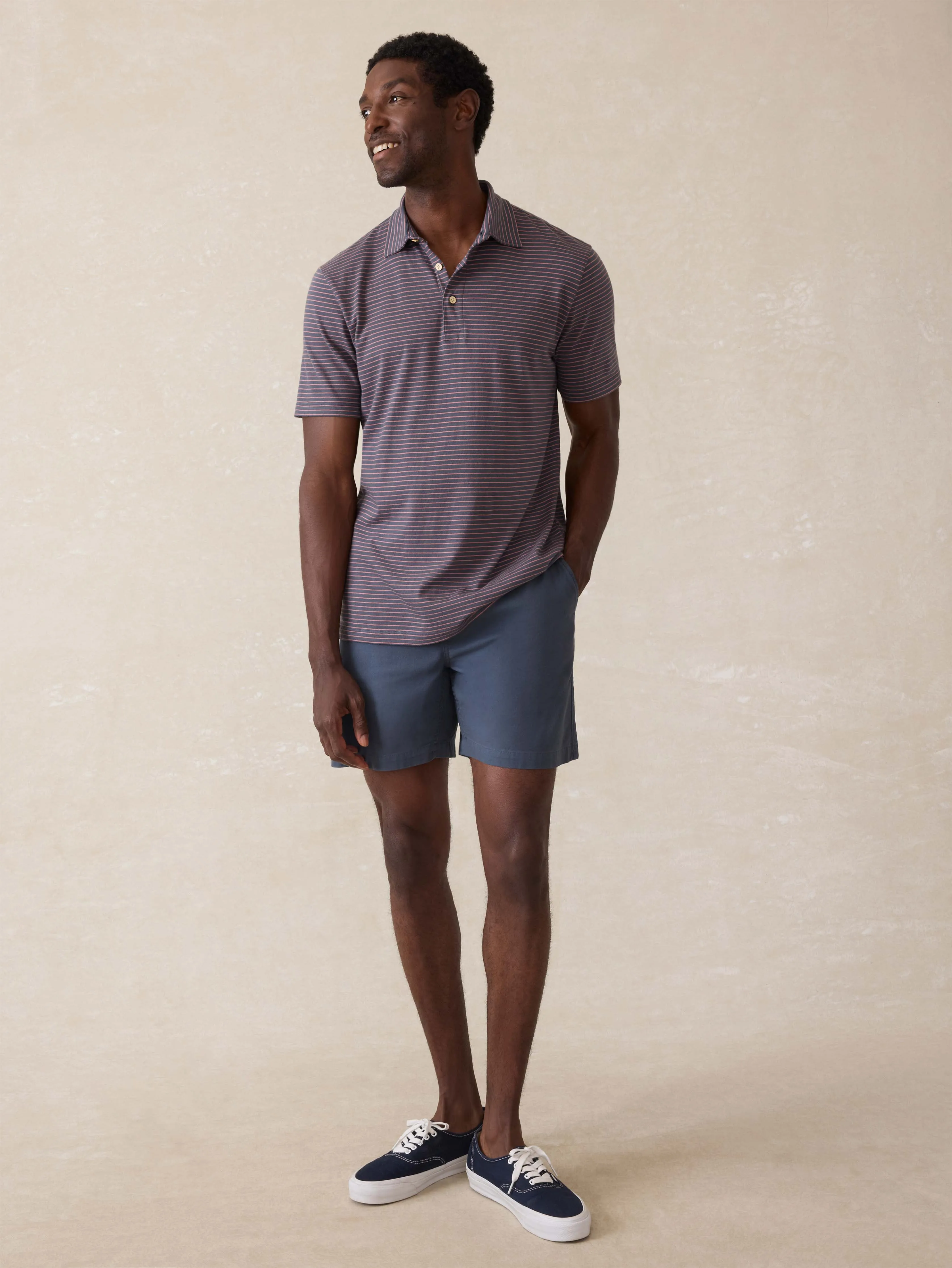 Sunwashed T-Shirt Polo - Sea Fire Stripe sold by Faherty product image thumbnail 4