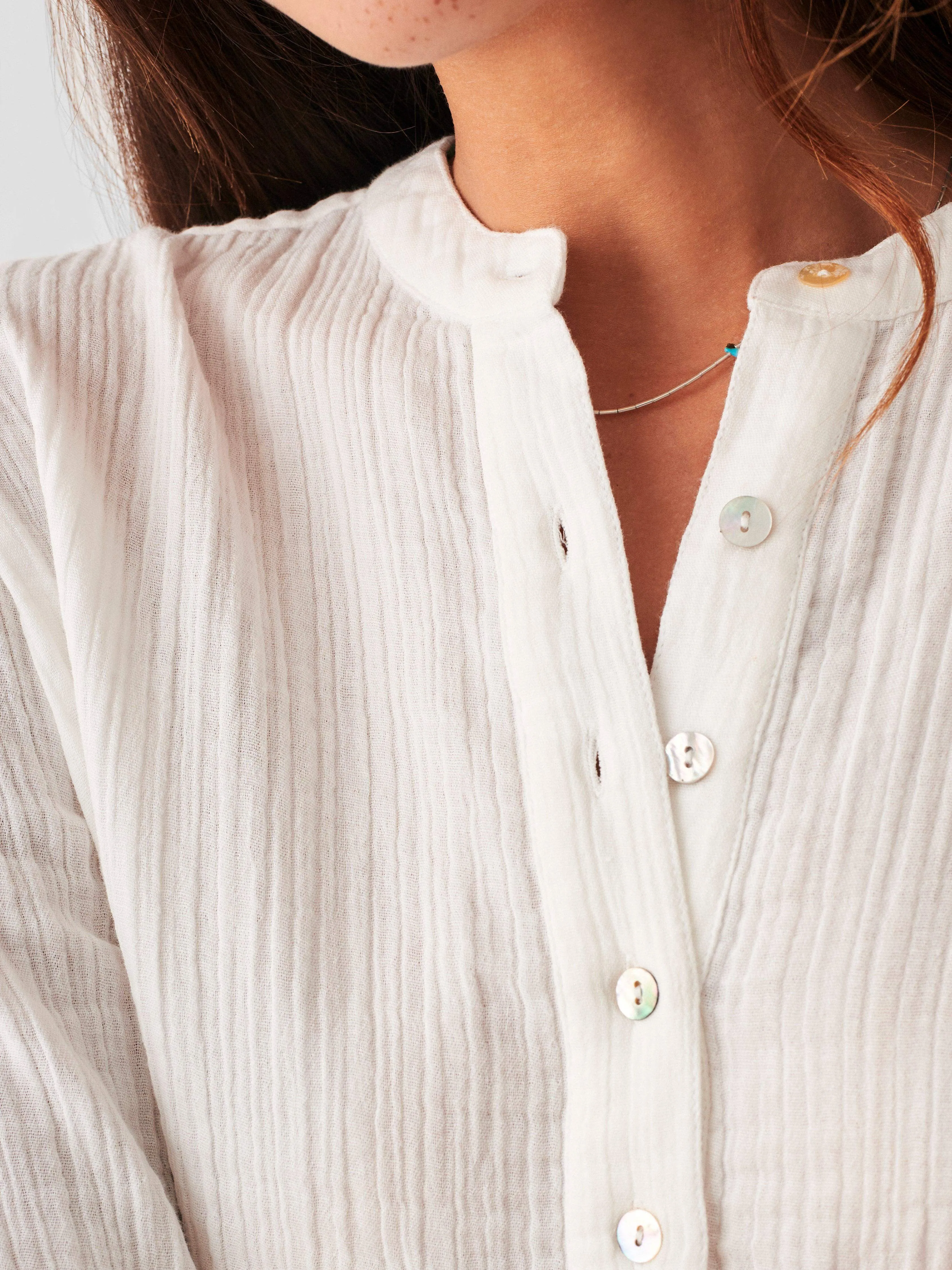 Dream Cotton Gauze Oasis Shirt - White sold by Faherty product image thumbnail 5