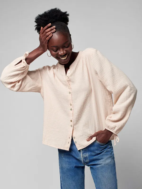 Dream Cotton Gauze Everleigh Top - Vanilla Cream sold by Faherty