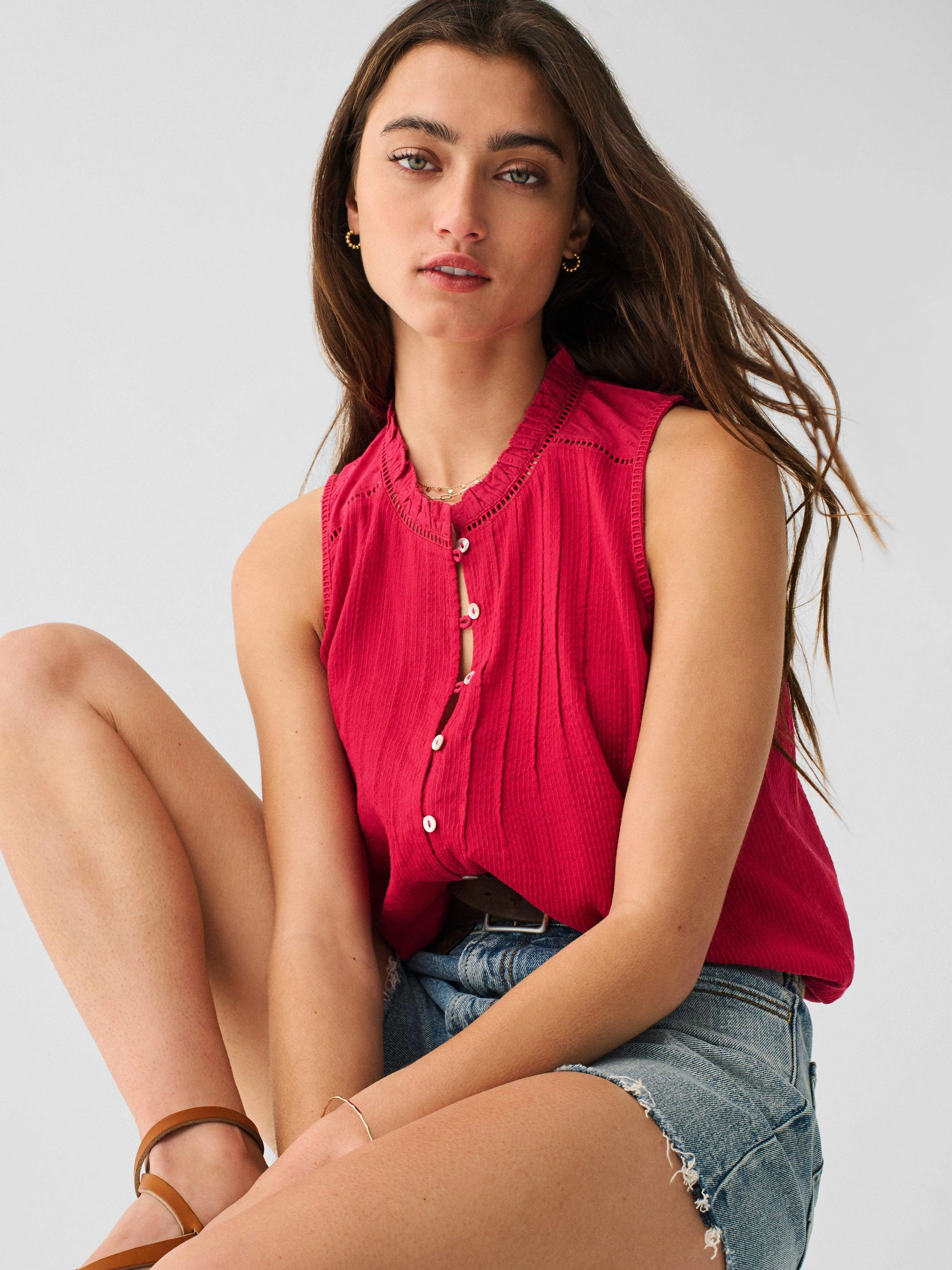Willa Sleeveless Top - Granita sold by Faherty