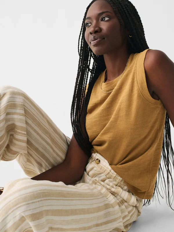 Sunwashed Slub Muscle Tank - Dull Gold sold by Faherty
