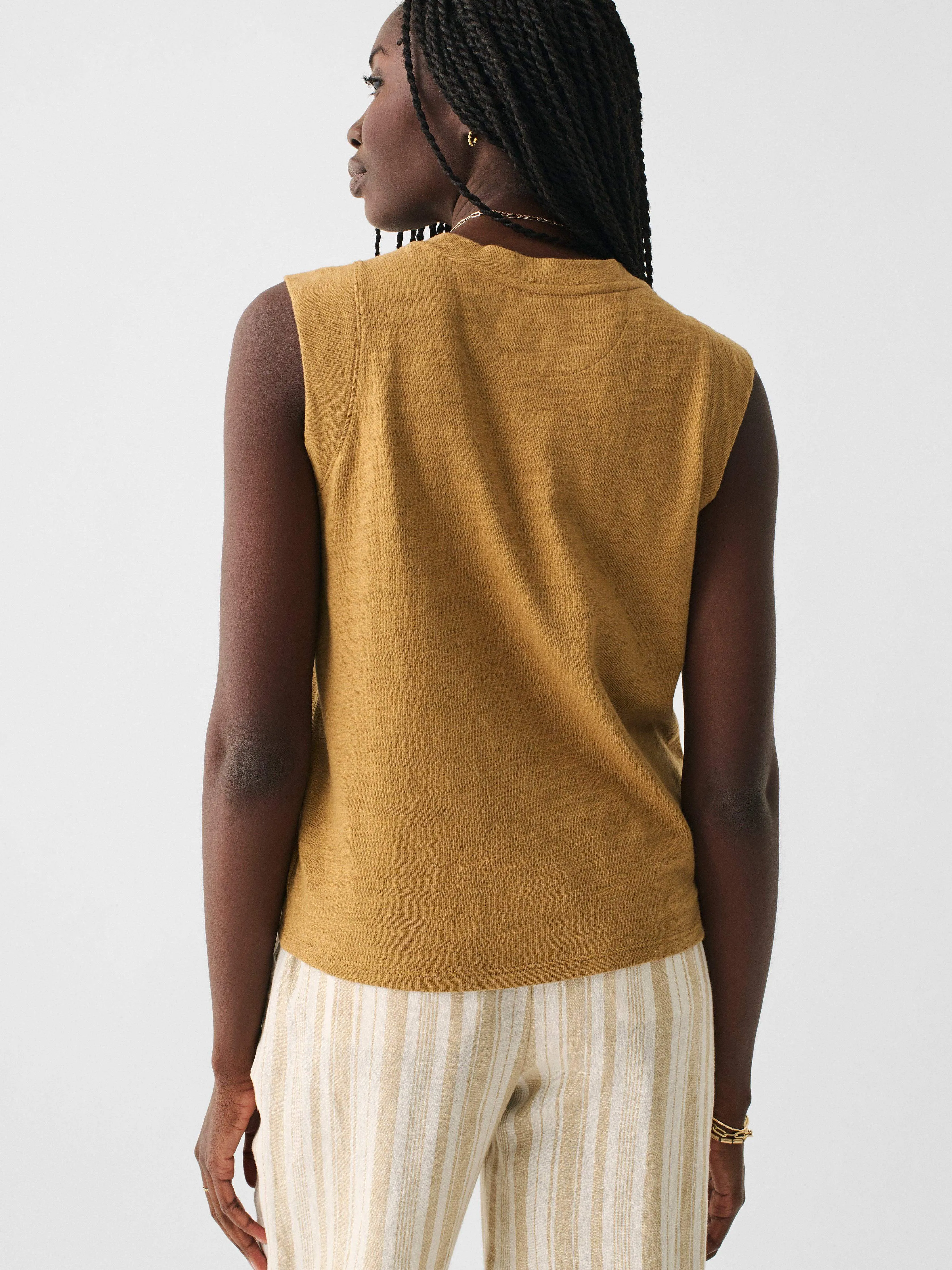 Sunwashed Slub Muscle Tank - Dull Gold sold by Faherty product image thumbnail 2