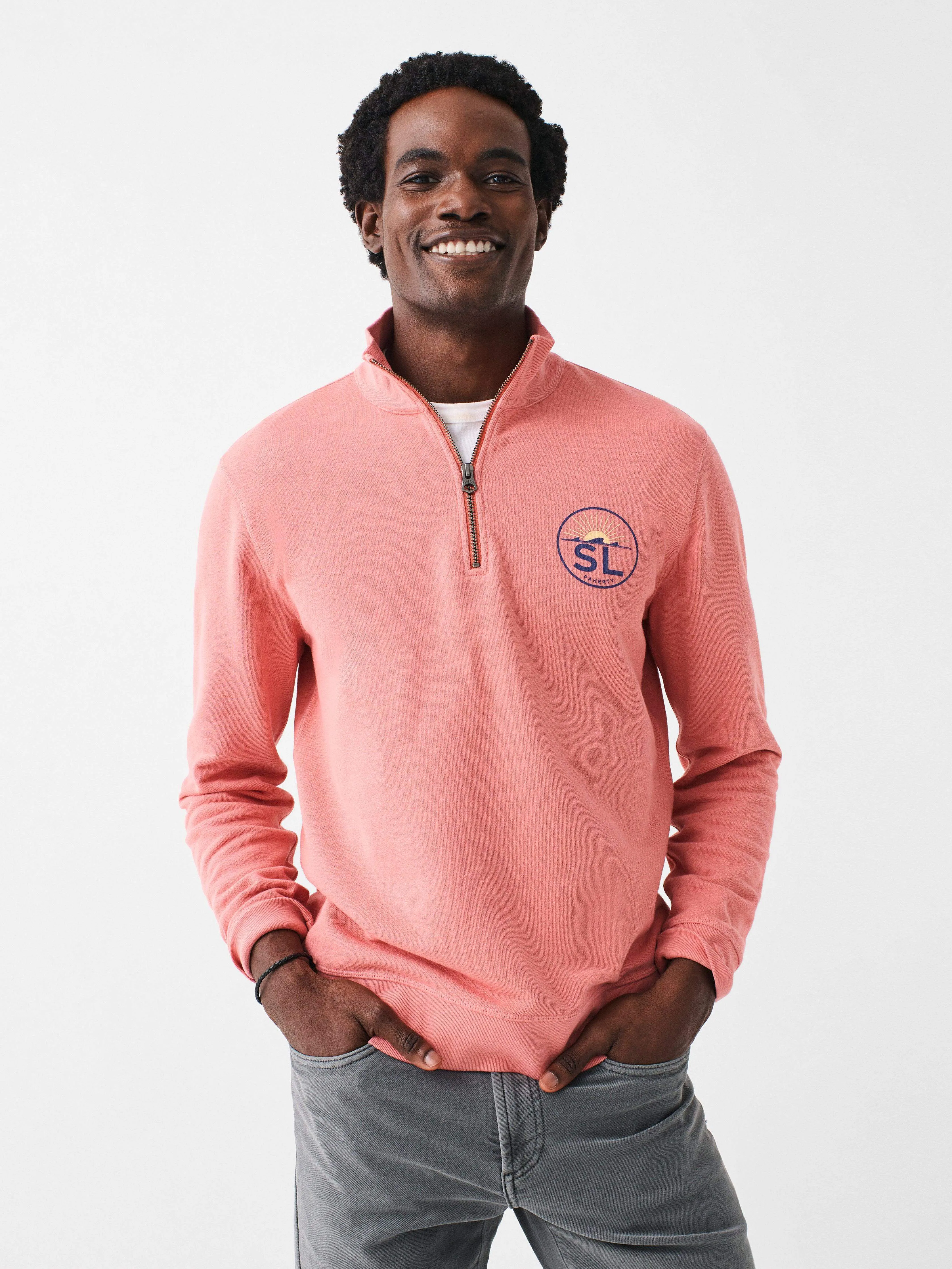 Spring Lake Long-Sleeve Terry Quarter Zip - Faded Flag sold by Faherty product image thumbnail 3