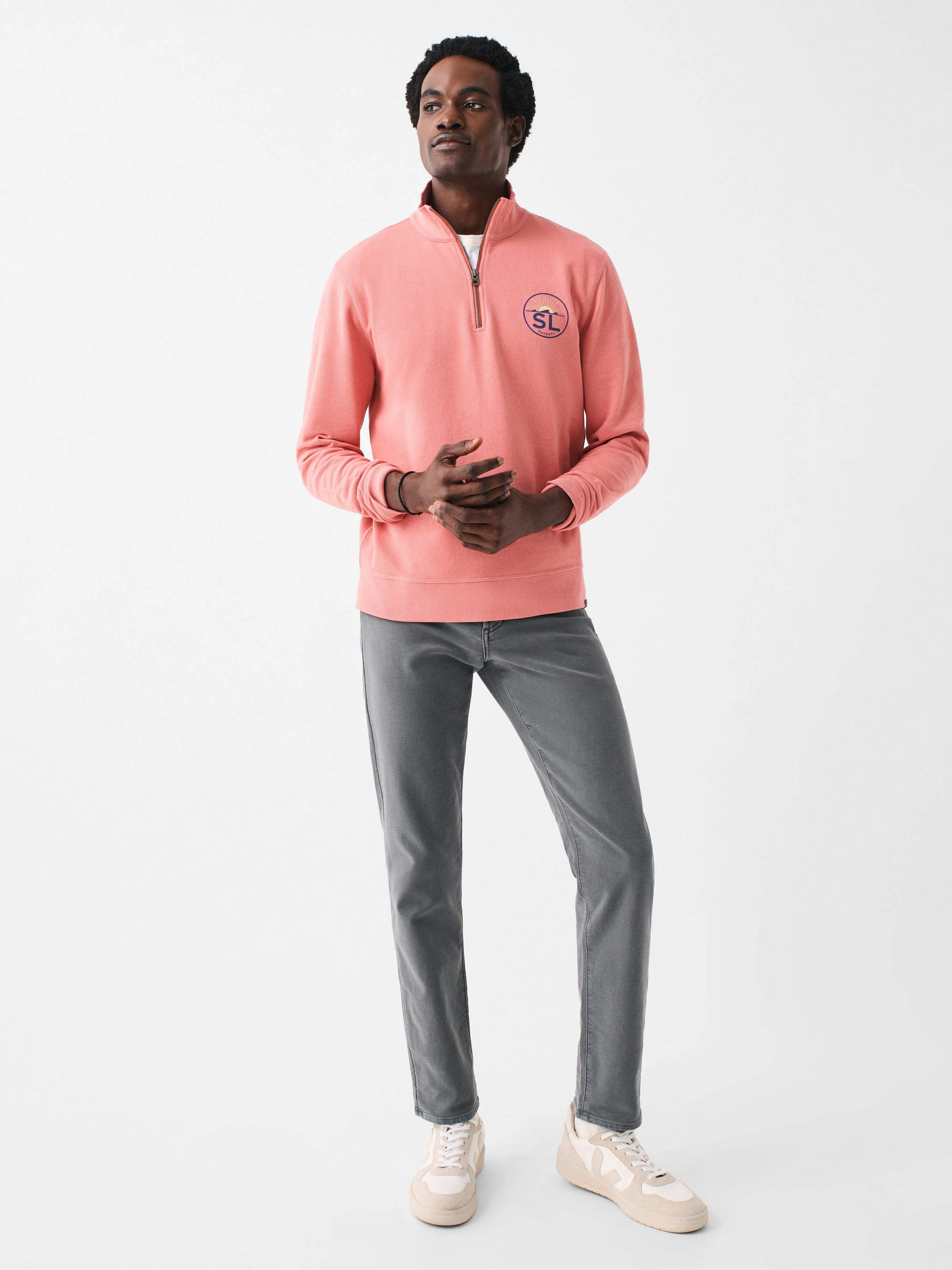 Spring Lake Long-Sleeve Terry Quarter Zip - Faded Flag sold by Faherty product image thumbnail 4