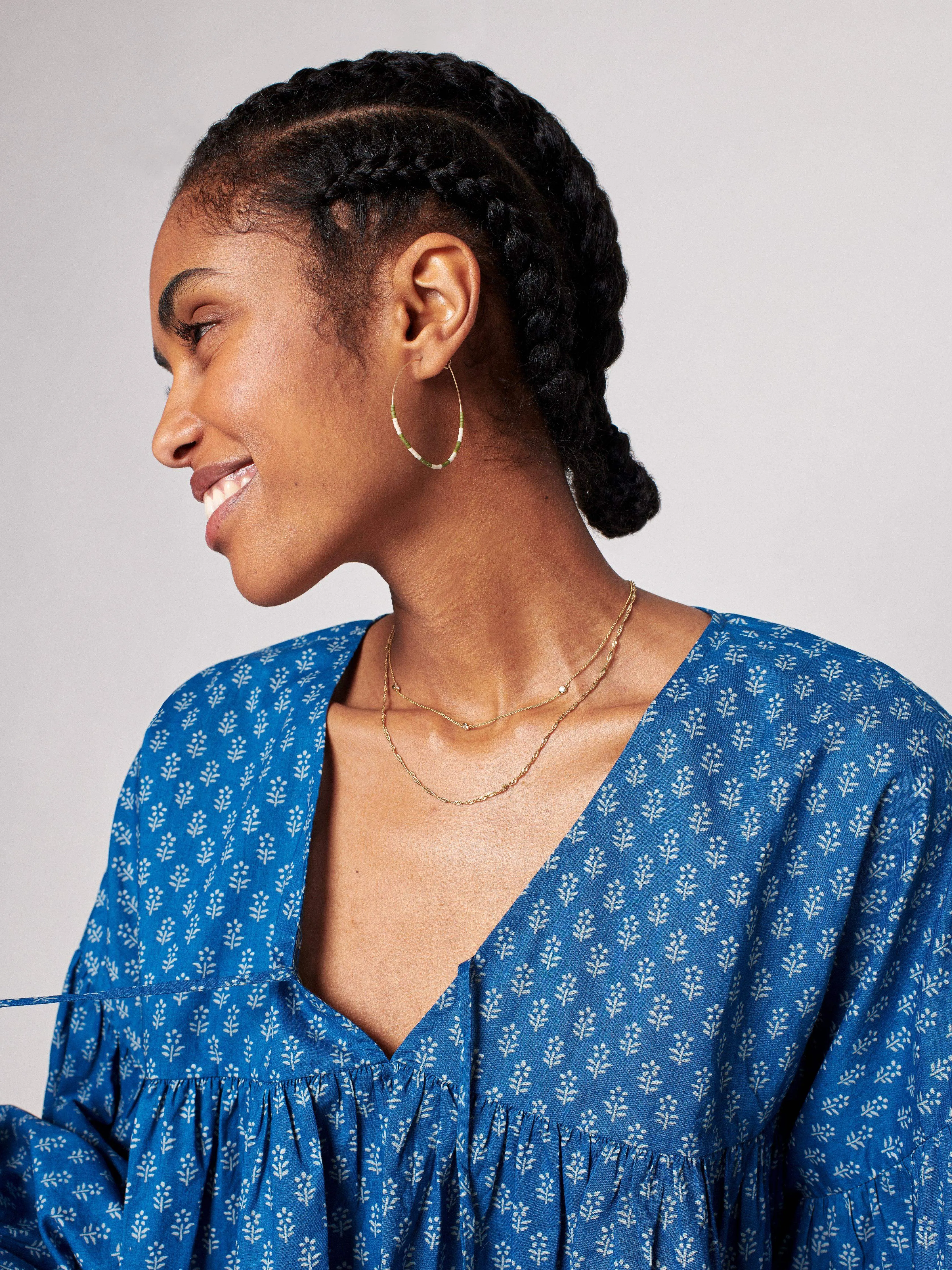 Lyla Top - Indigo Gobi Floral sold by Faherty product image thumbnail 3
