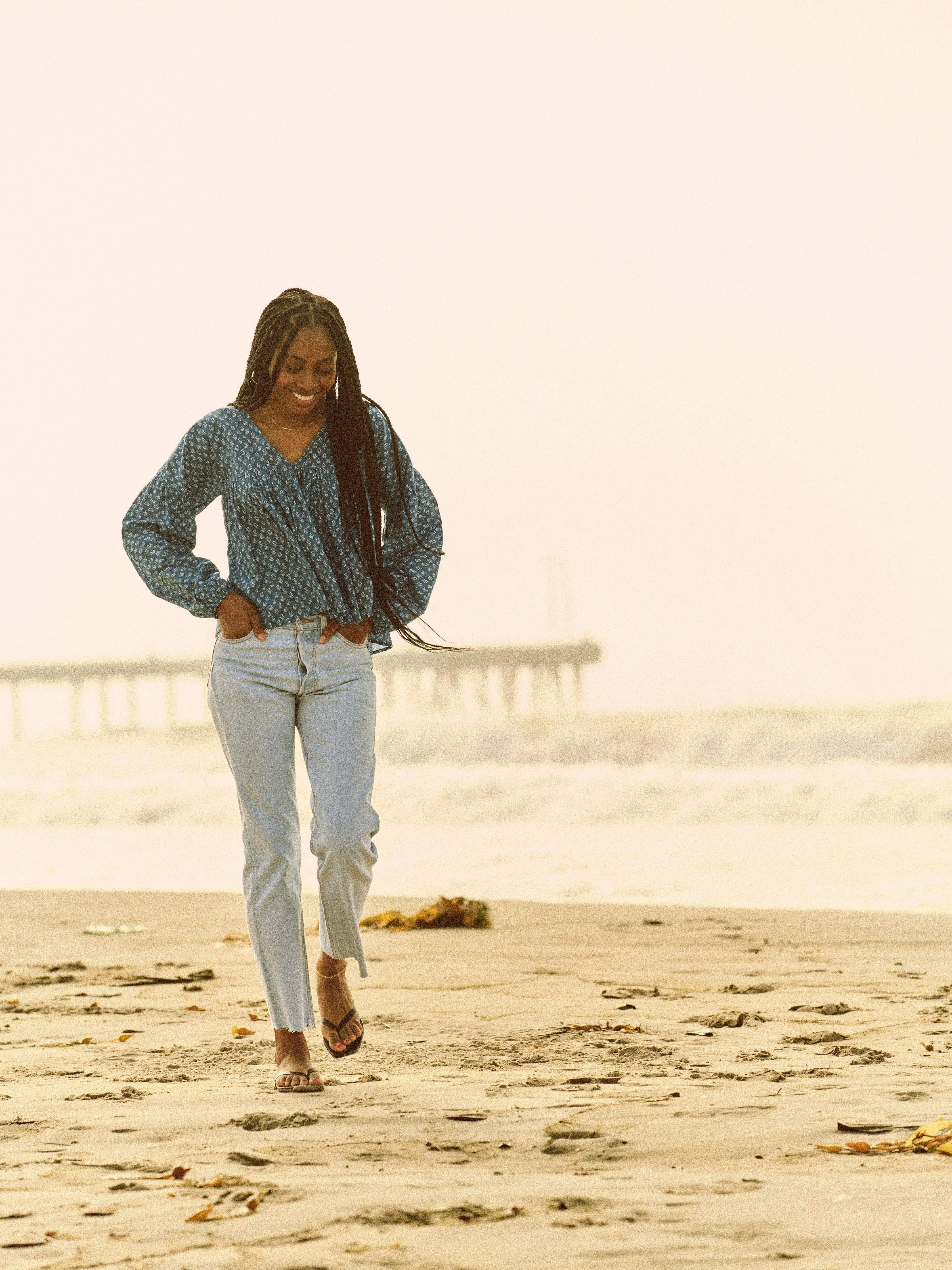 Lyla Top - Indigo Gobi Floral sold by Faherty product image thumbnail 5