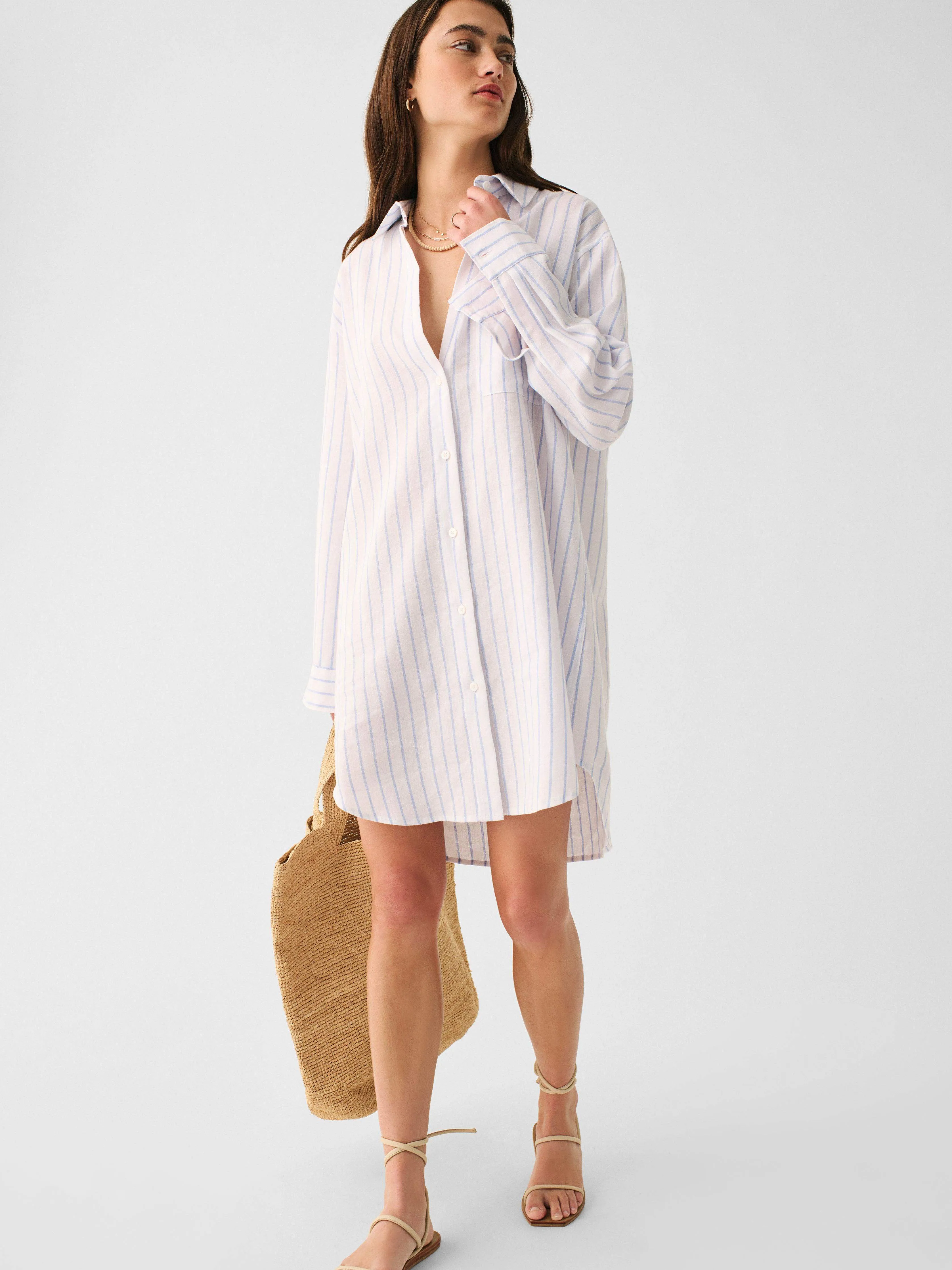 Laguna Linen Dress - Pier Stripe sold by Faherty