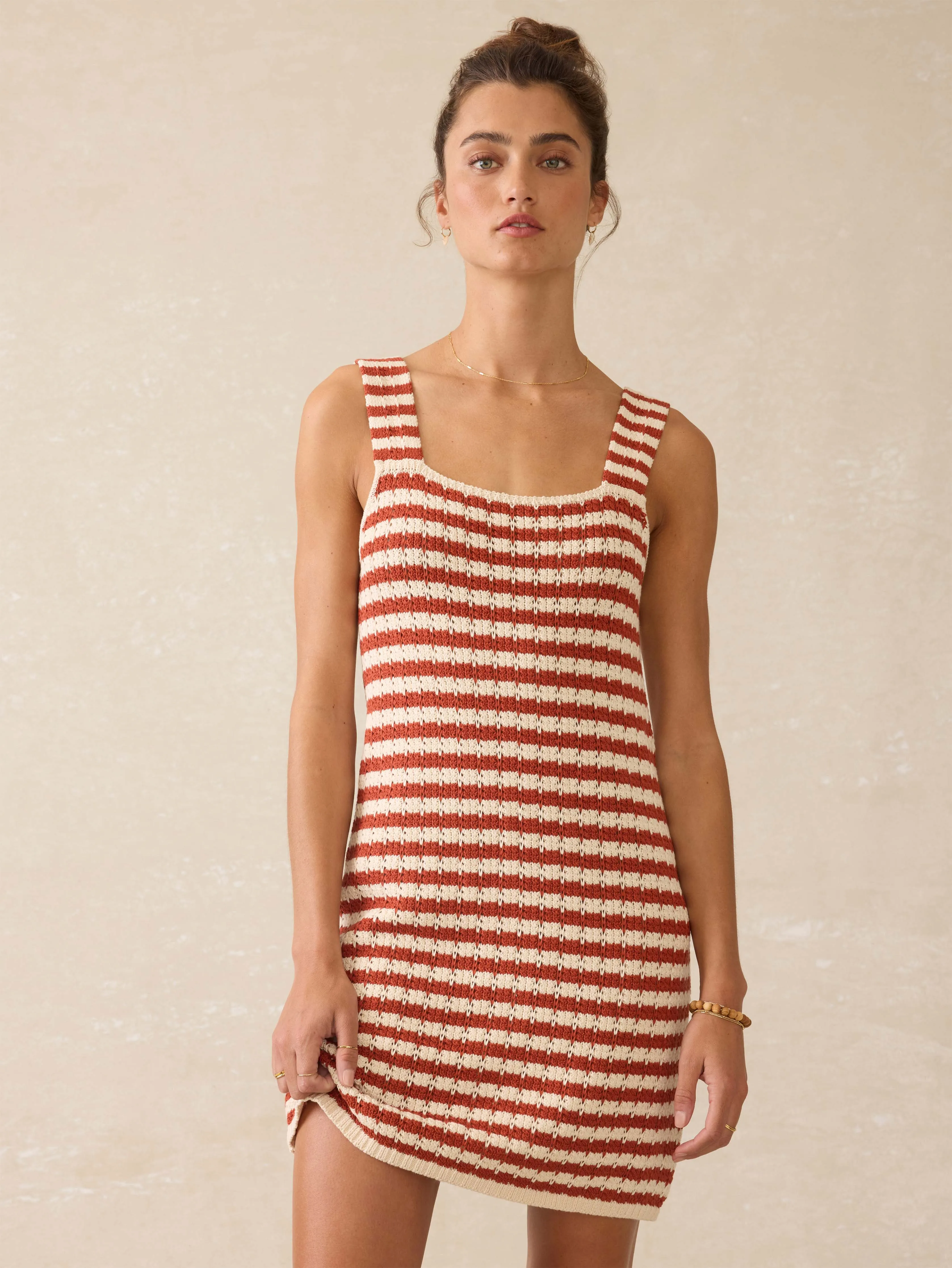 Seacoast Crochet Sleeveless Dress - Sorrento Sand sold by Faherty