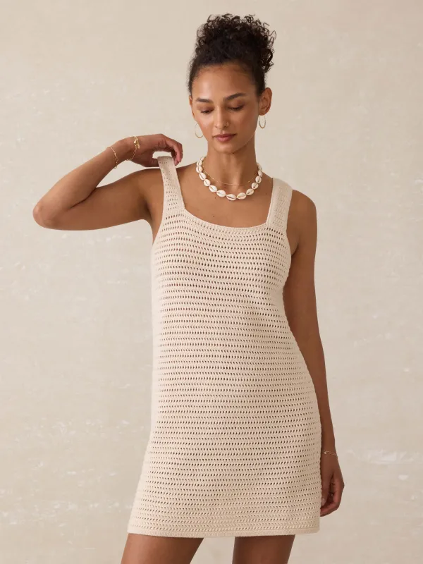 Seacoast Crochet Sleeveless Dress - Cream sold by Faherty