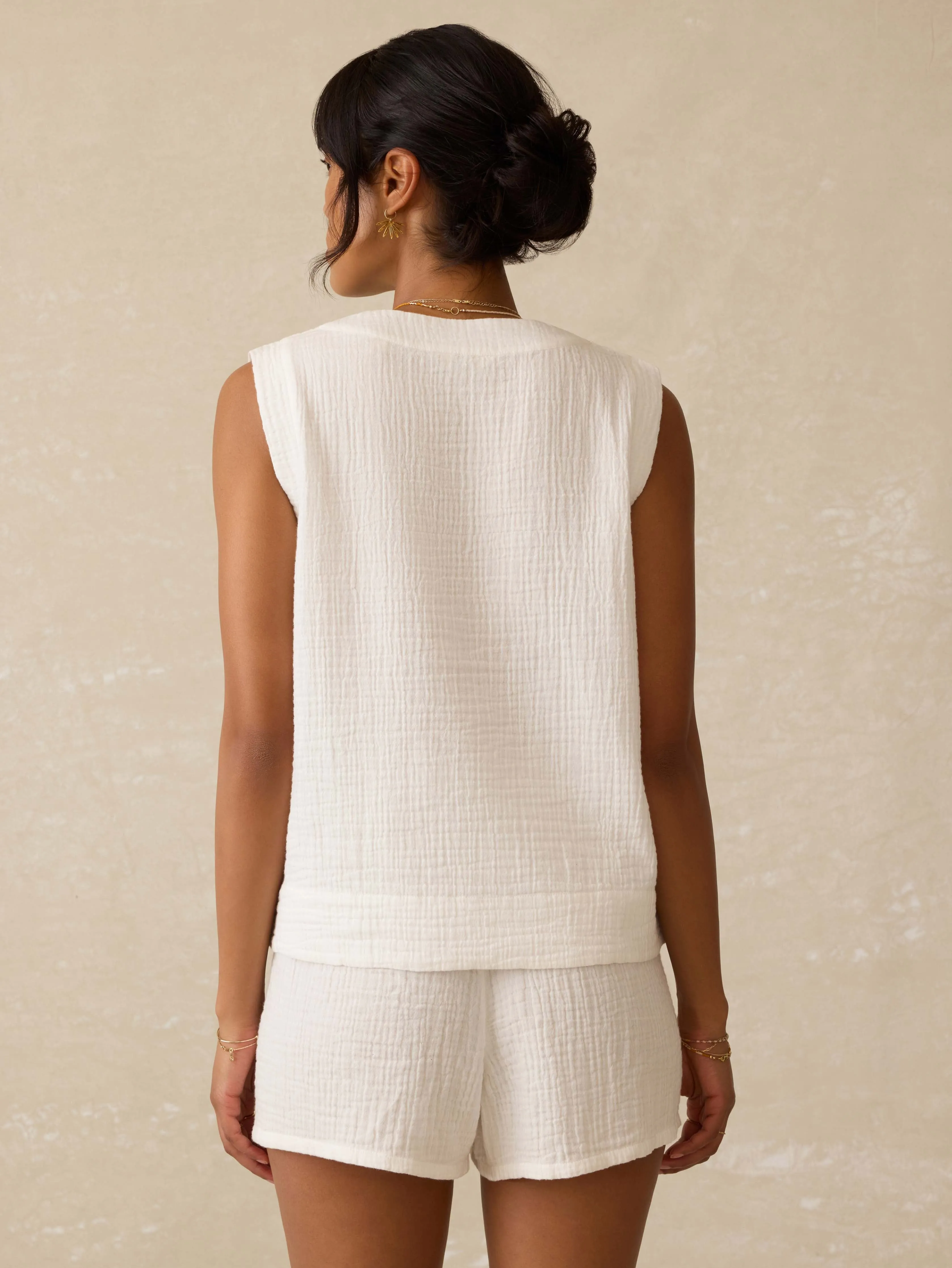 Dune Cotton Gauze Sleeveless Popover - White sold by Faherty product image thumbnail 4