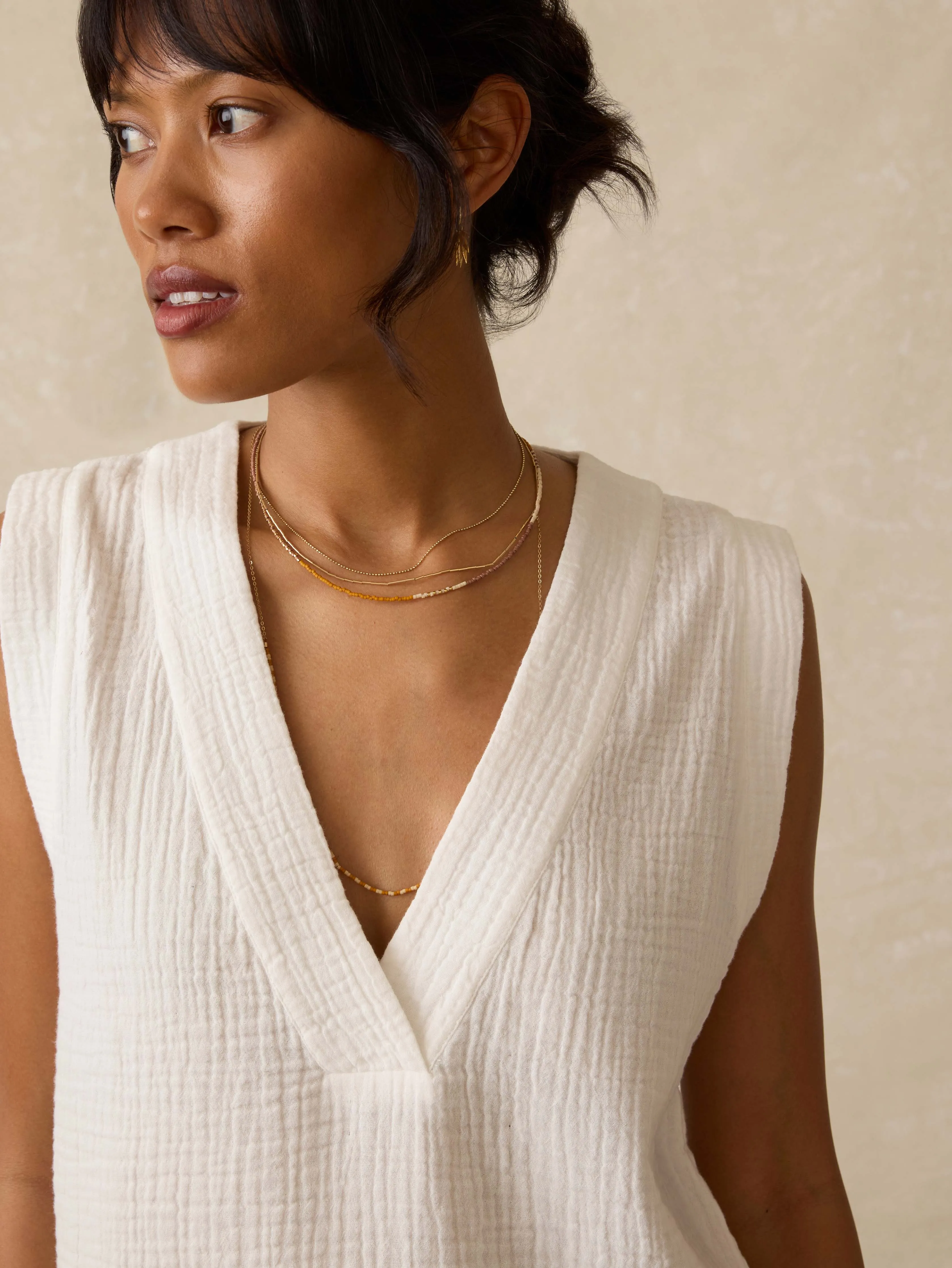 Dune Cotton Gauze Sleeveless Popover - White sold by Faherty product image thumbnail 2