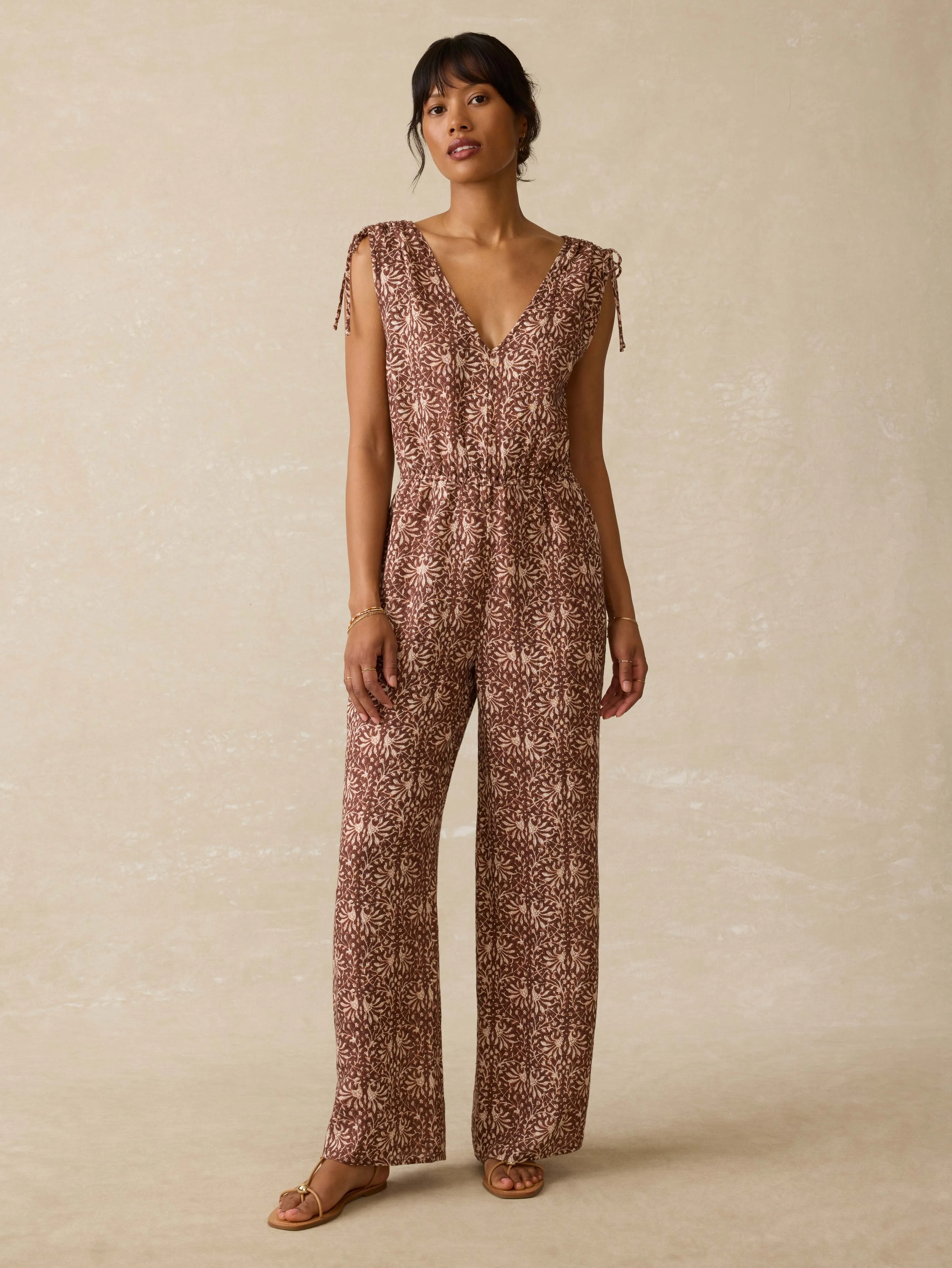 Jules Linen Jumpsuit - Sausalito Sunset sold by Faherty
