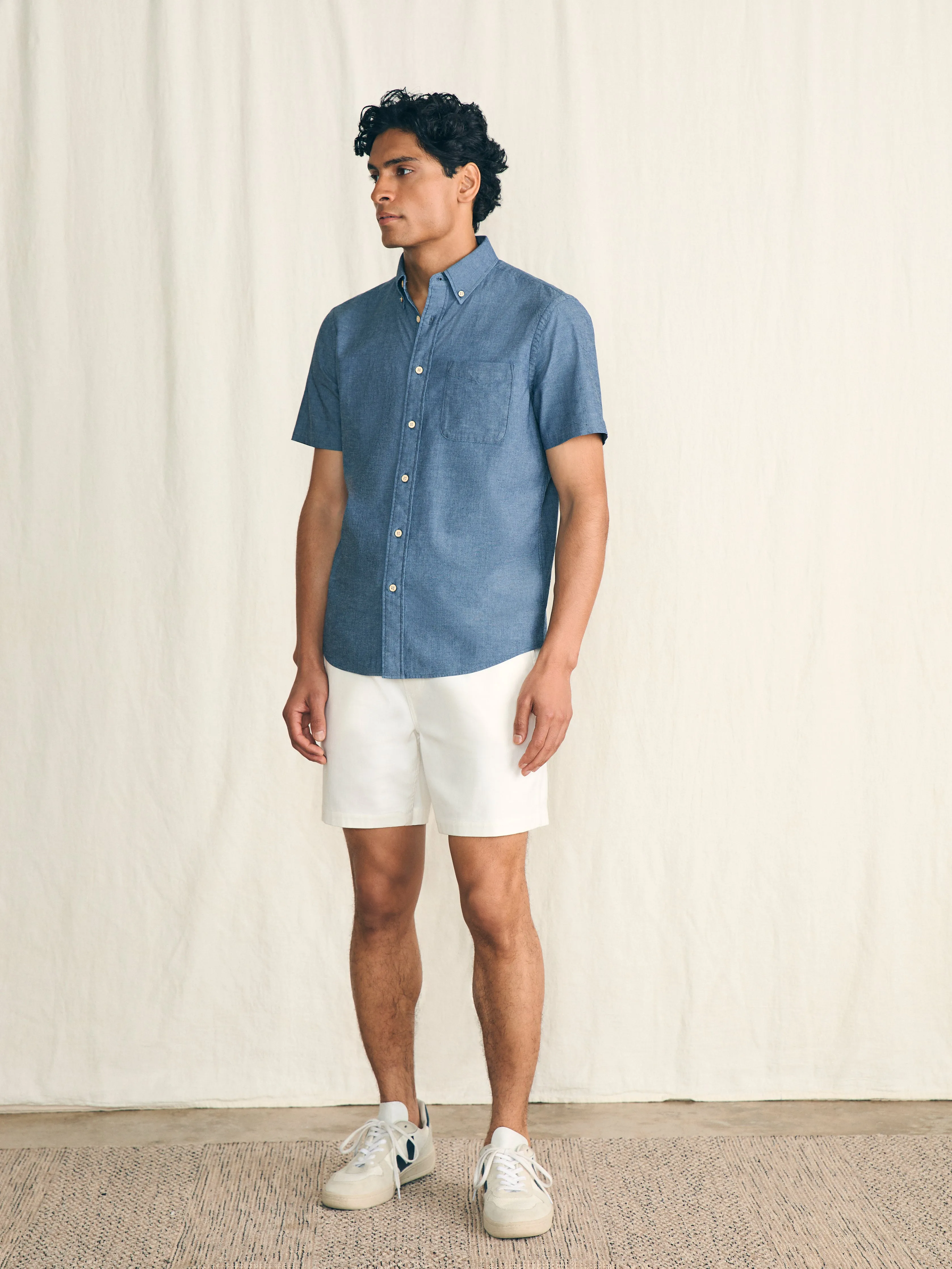 Short-Sleeve Stretch Playa Shirt - Weathered Blue sold by Faherty product image thumbnail 4