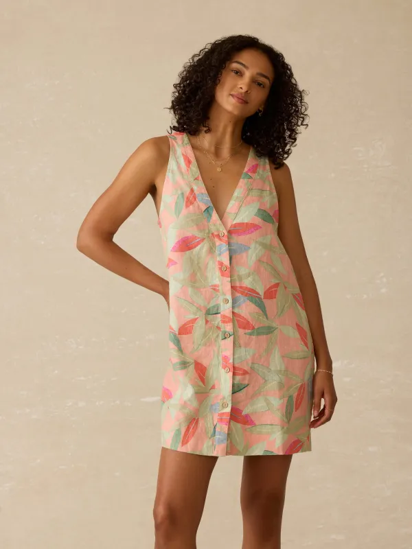 Alston Linen Dress - Watercolor Palms sold by Faherty