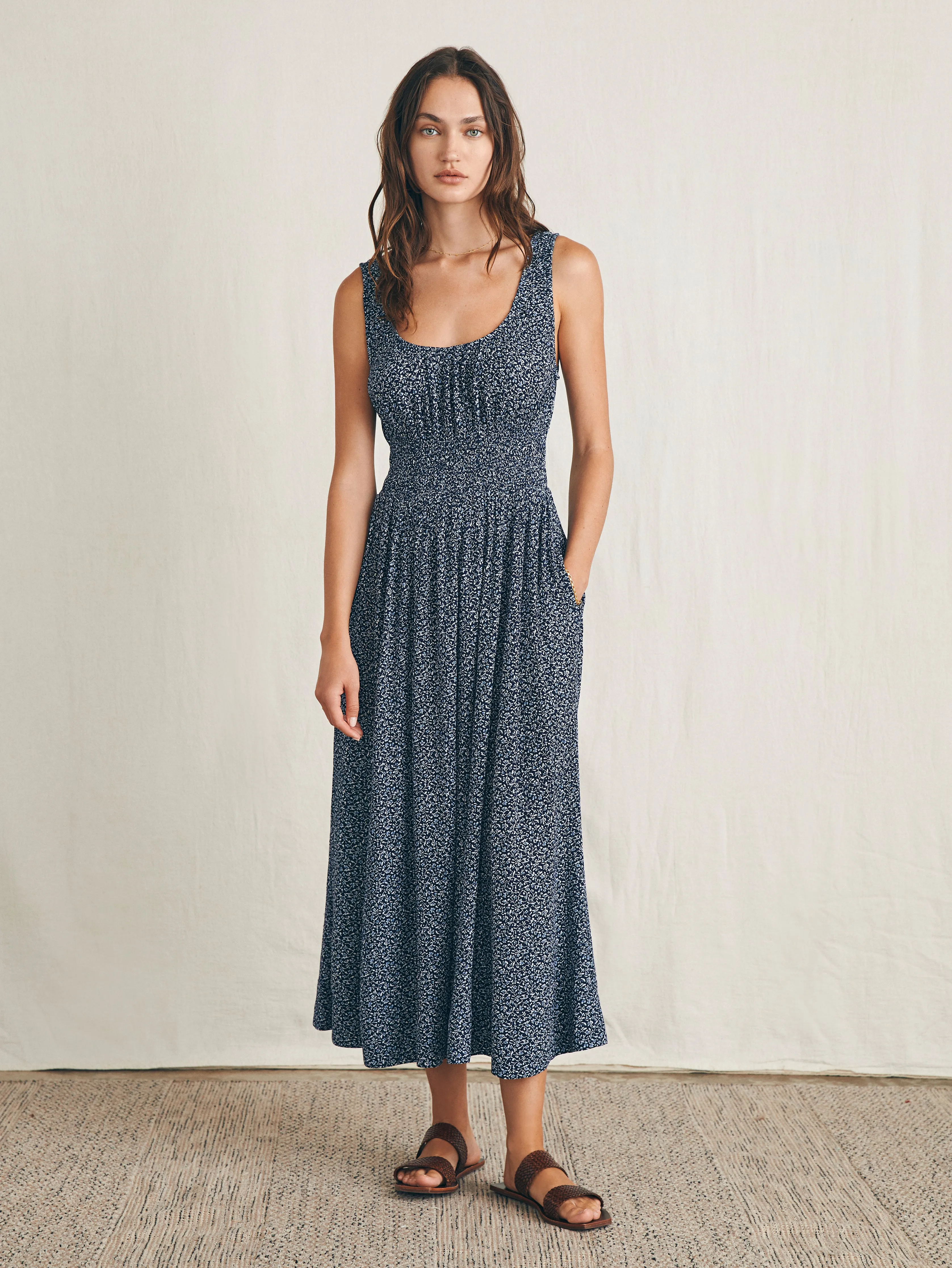 Sunseeker Midi Dress - Navy Riverton Ditsy sold by Faherty