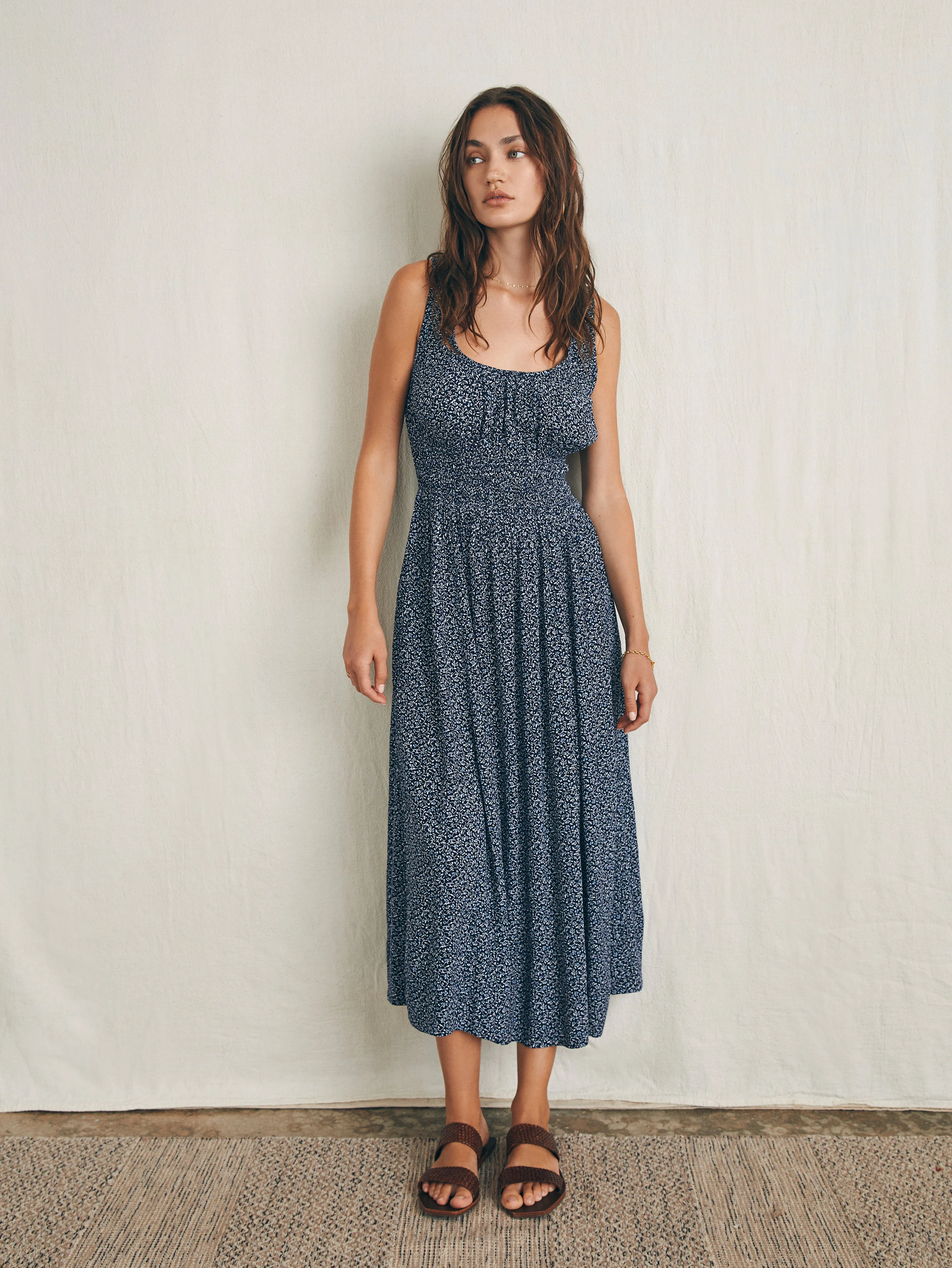 Sunseeker Midi Dress - Navy Riverton Ditsy sold by Faherty product image thumbnail 4