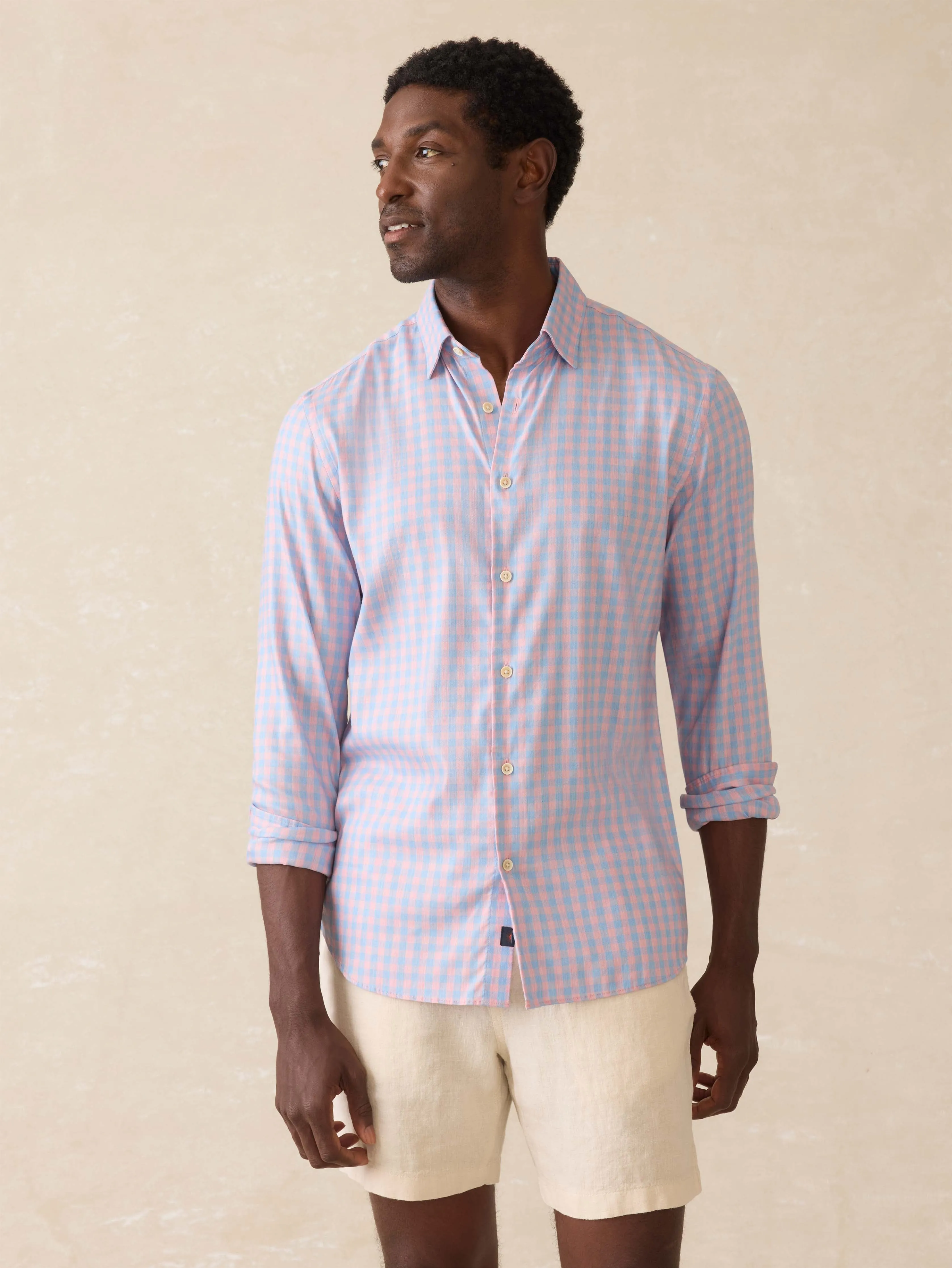 Movement™ Monterey Shirt - Coral Sky Gingham sold by Faherty