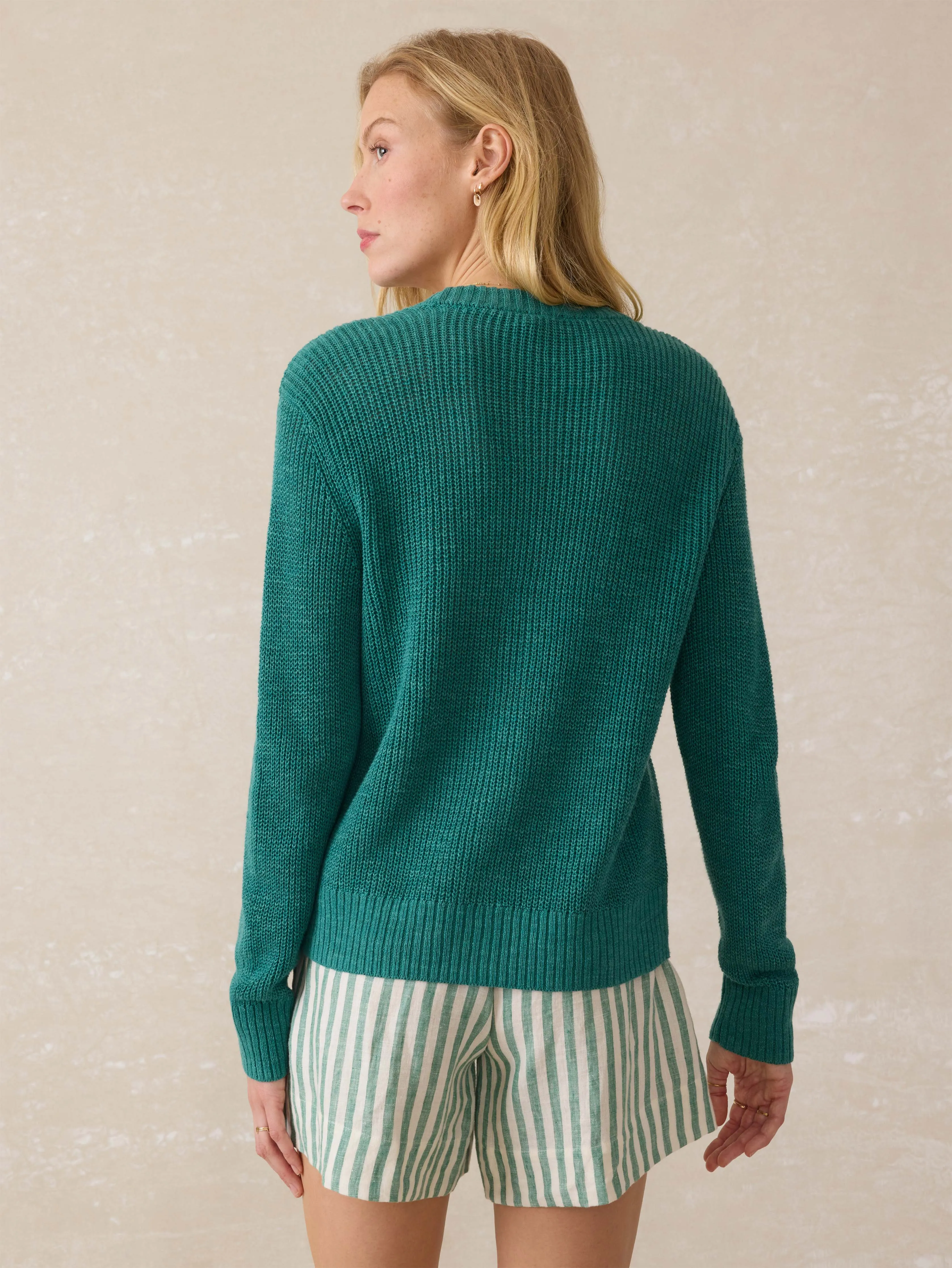 Miramar Linen Cardigan - Deep Jungle sold by Faherty product image thumbnail 4