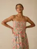 Sunrise Smocked Dress - Watercolor Palms sold by Faherty