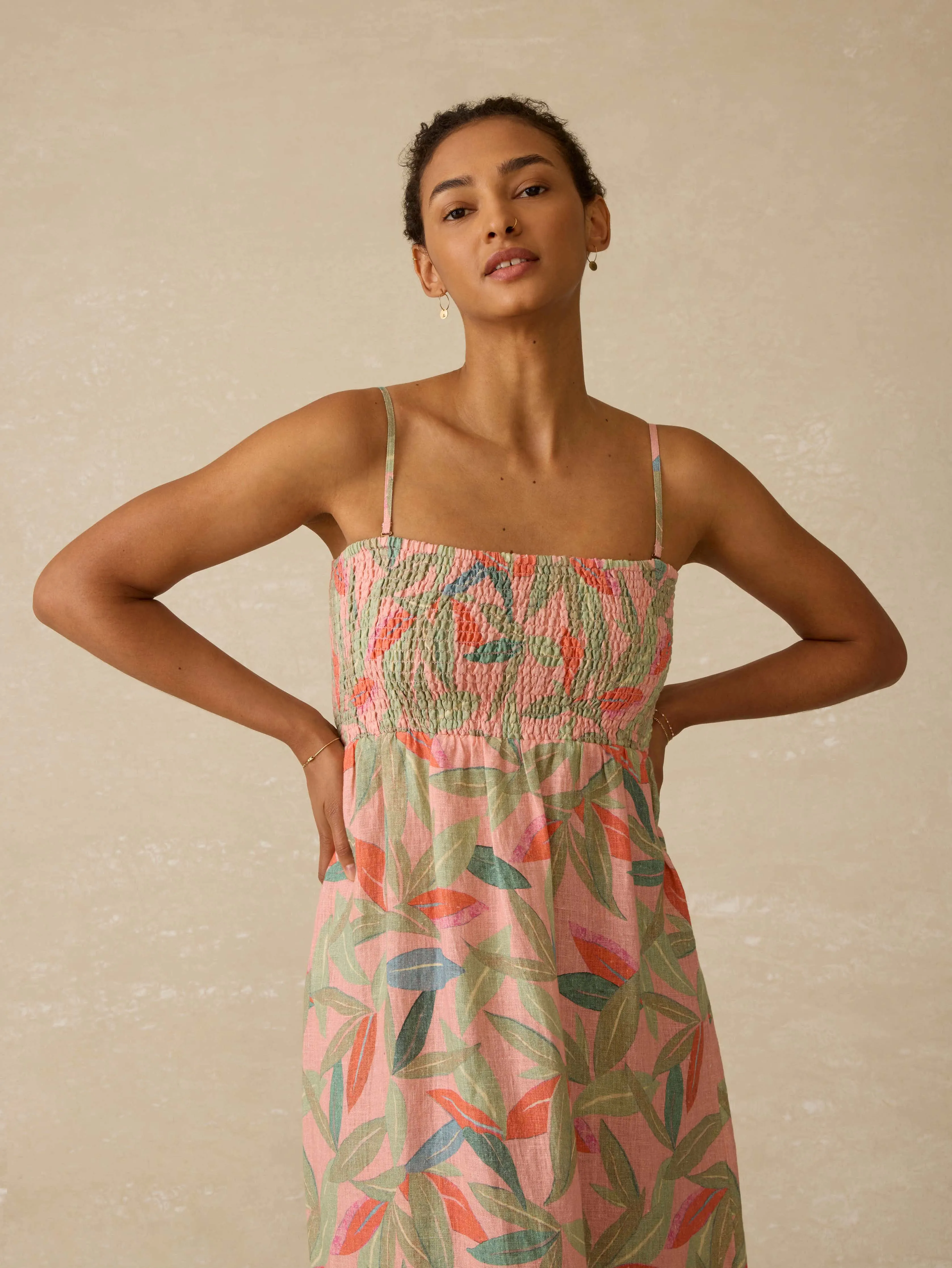 Sunrise Smocked Dress - Watercolor Palms sold by Faherty product image thumbnail 2