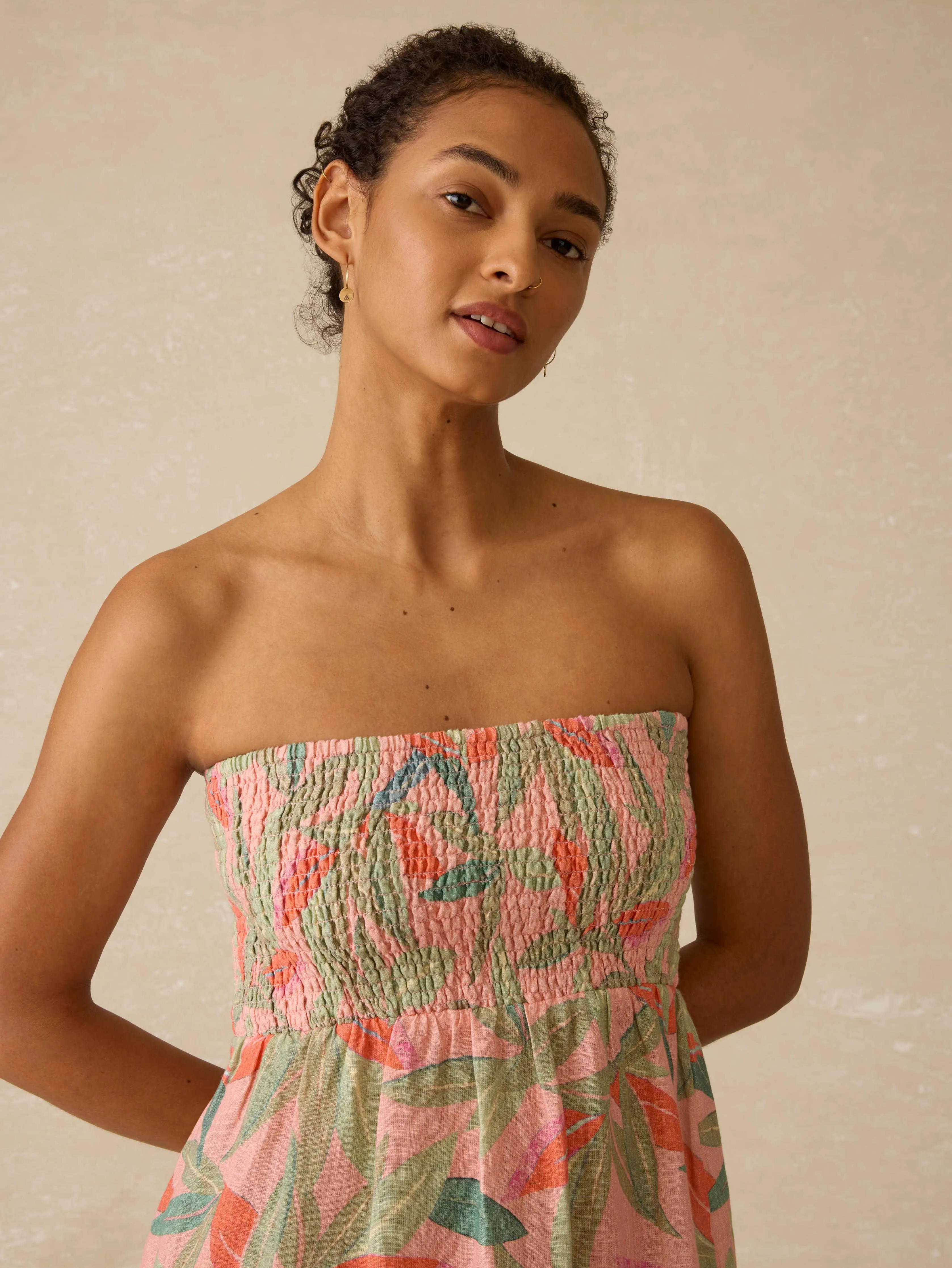 Sunrise Smocked Dress - Watercolor Palms sold by Faherty product image thumbnail 4