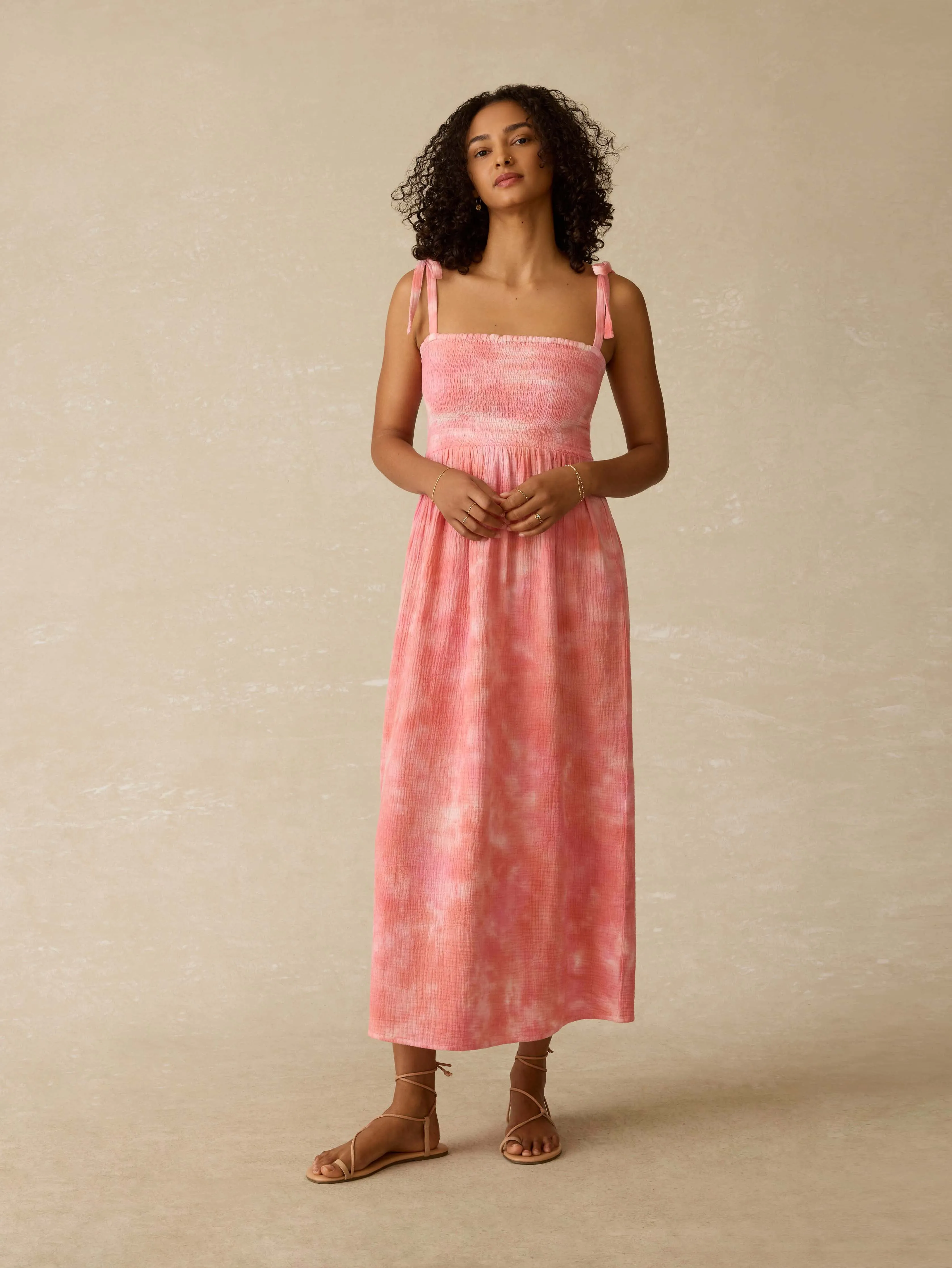 Dune Cotton Gauze Ella Dress - Coral Skies Tie Dye sold by Faherty product image thumbnail 3