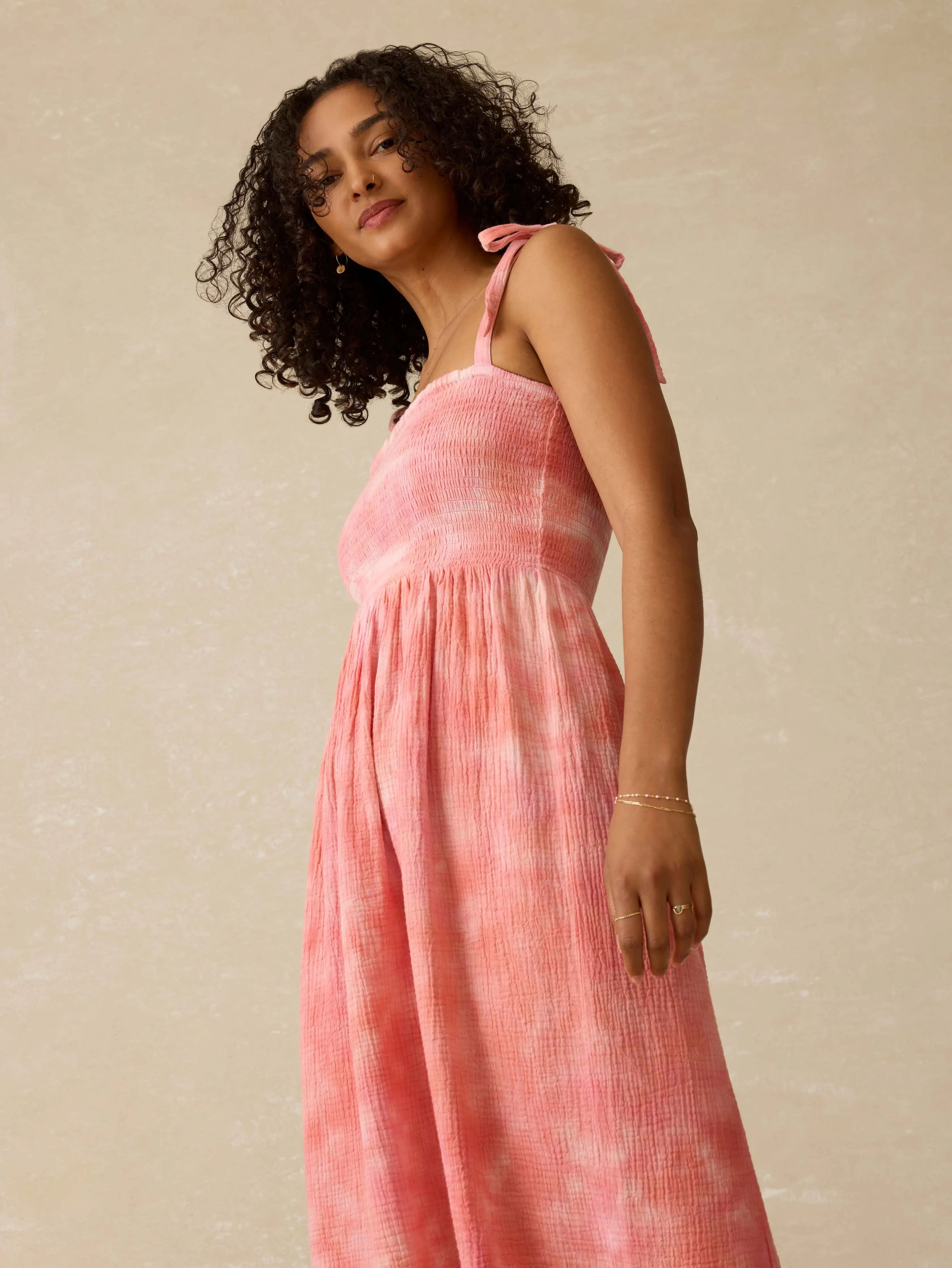 Dune Cotton Gauze Ella Dress - Coral Skies Tie Dye sold by Faherty product image thumbnail 5