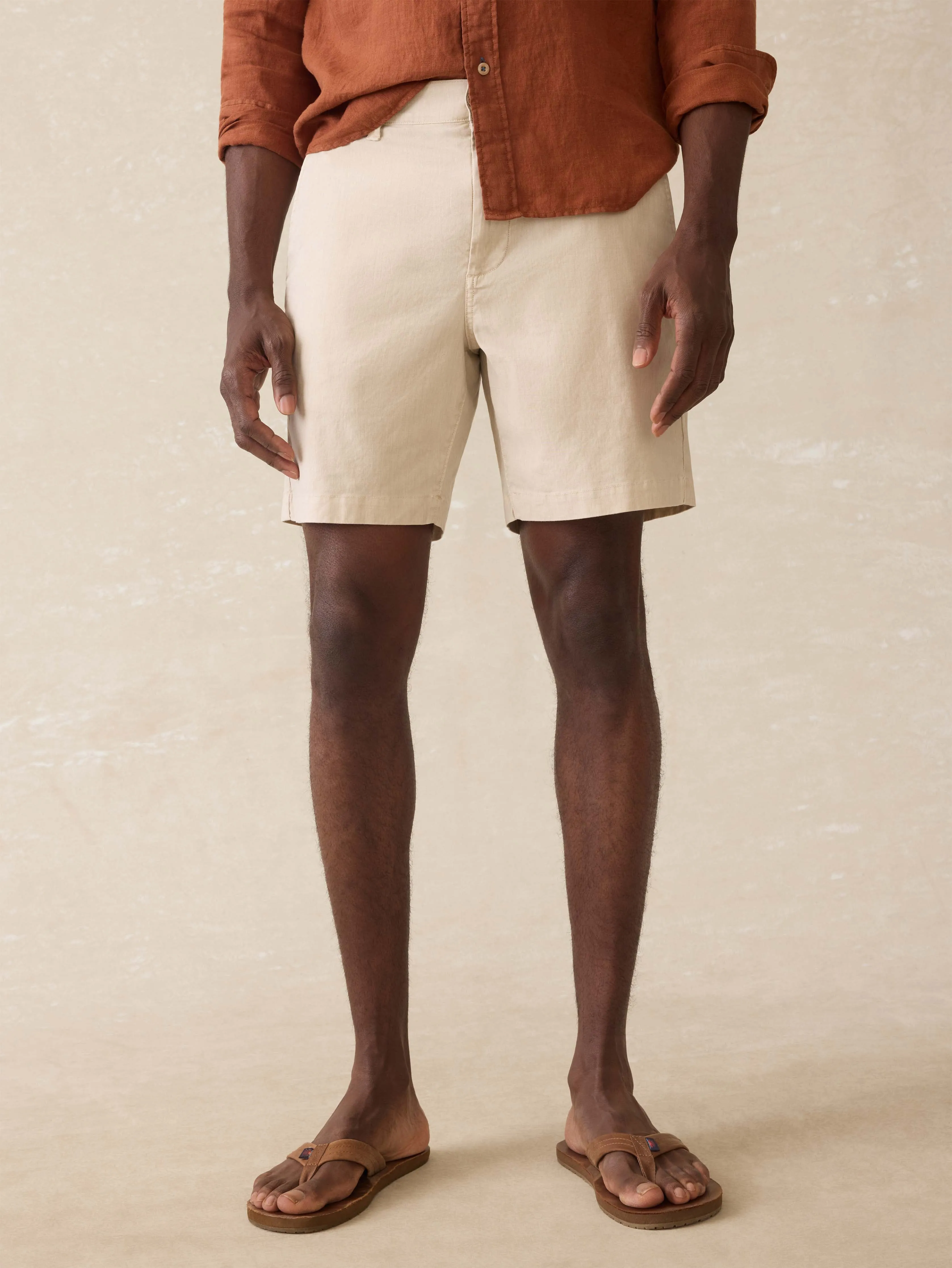 Tradewinds Linen Blend Short - Stone sold by Faherty
