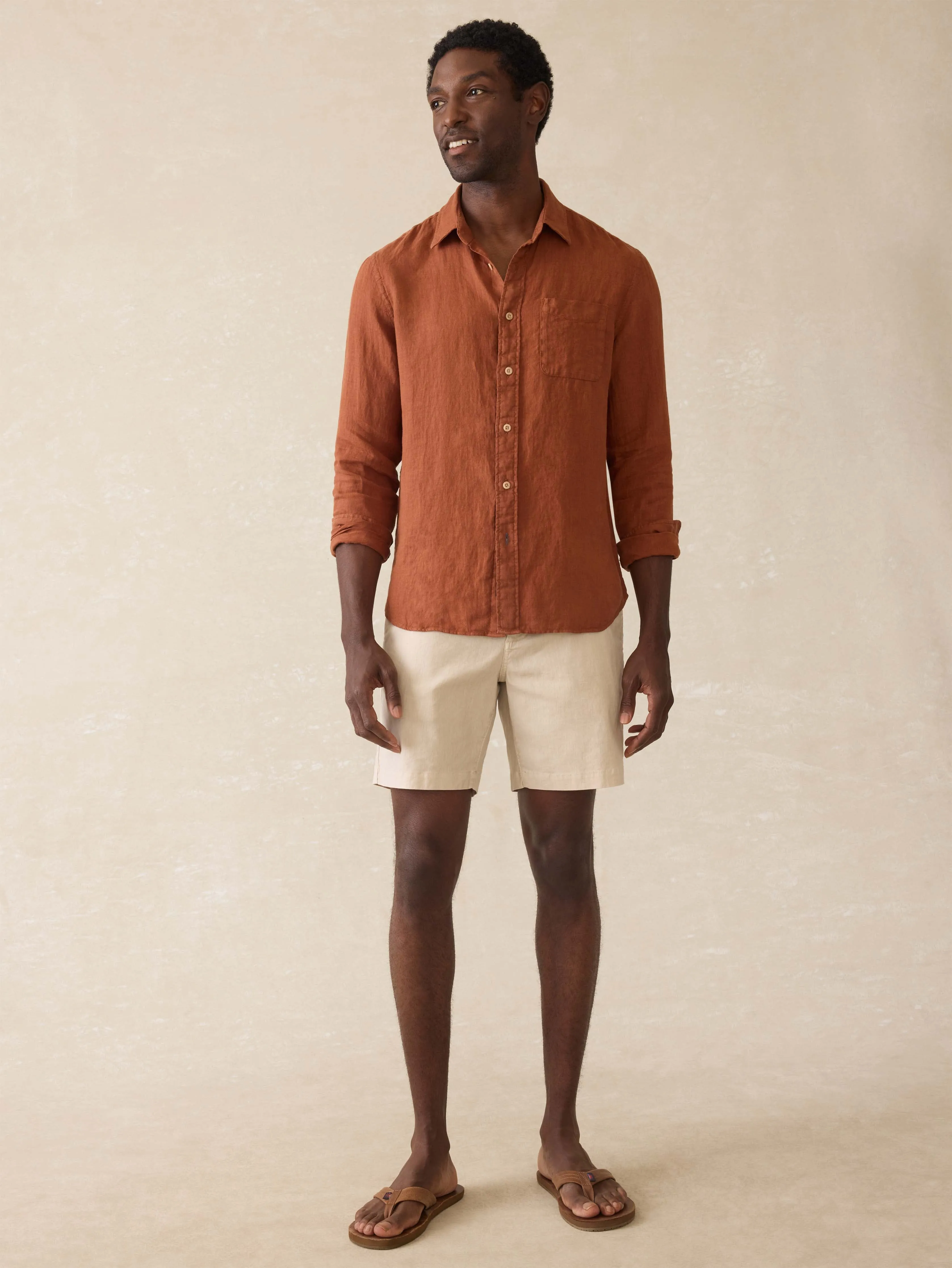 Tradewinds Linen Blend Short - Stone sold by Faherty product image thumbnail 5