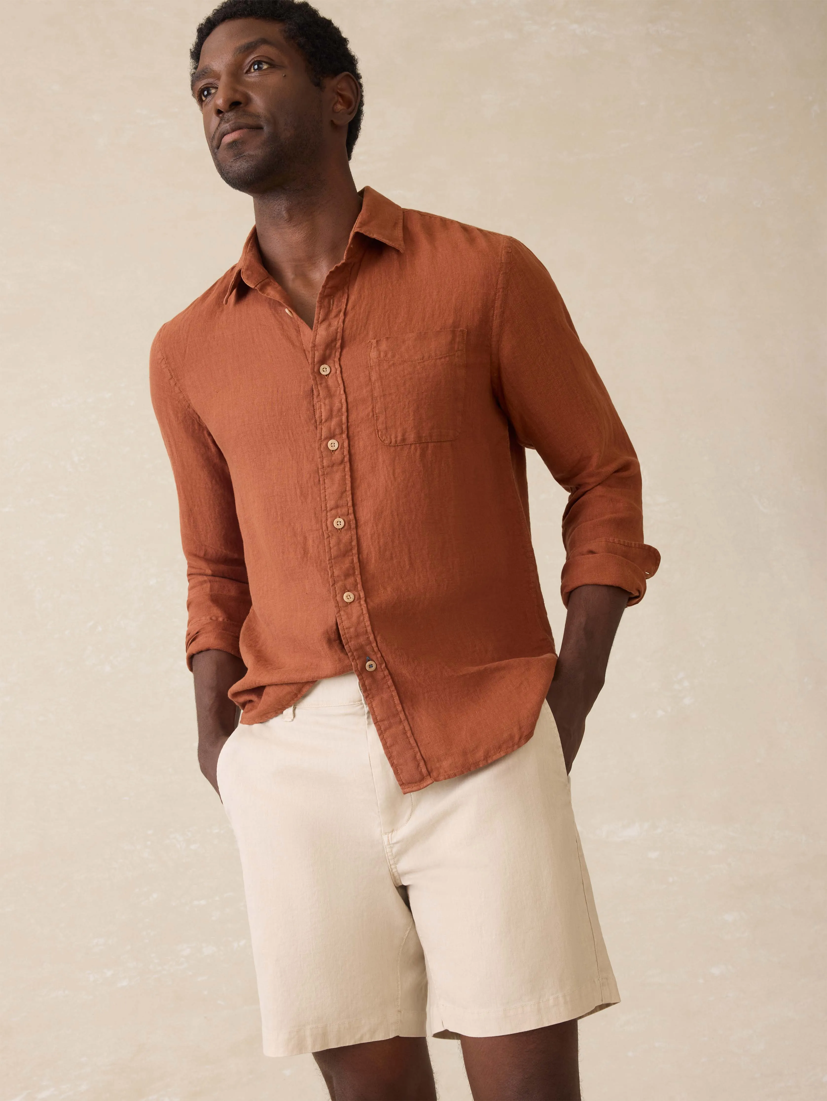 Tradewinds Linen Blend Short - Stone sold by Faherty product image thumbnail 4