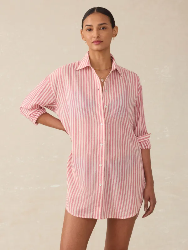 Haze Coverup - Rose Watercolor Stripe sold by Faherty