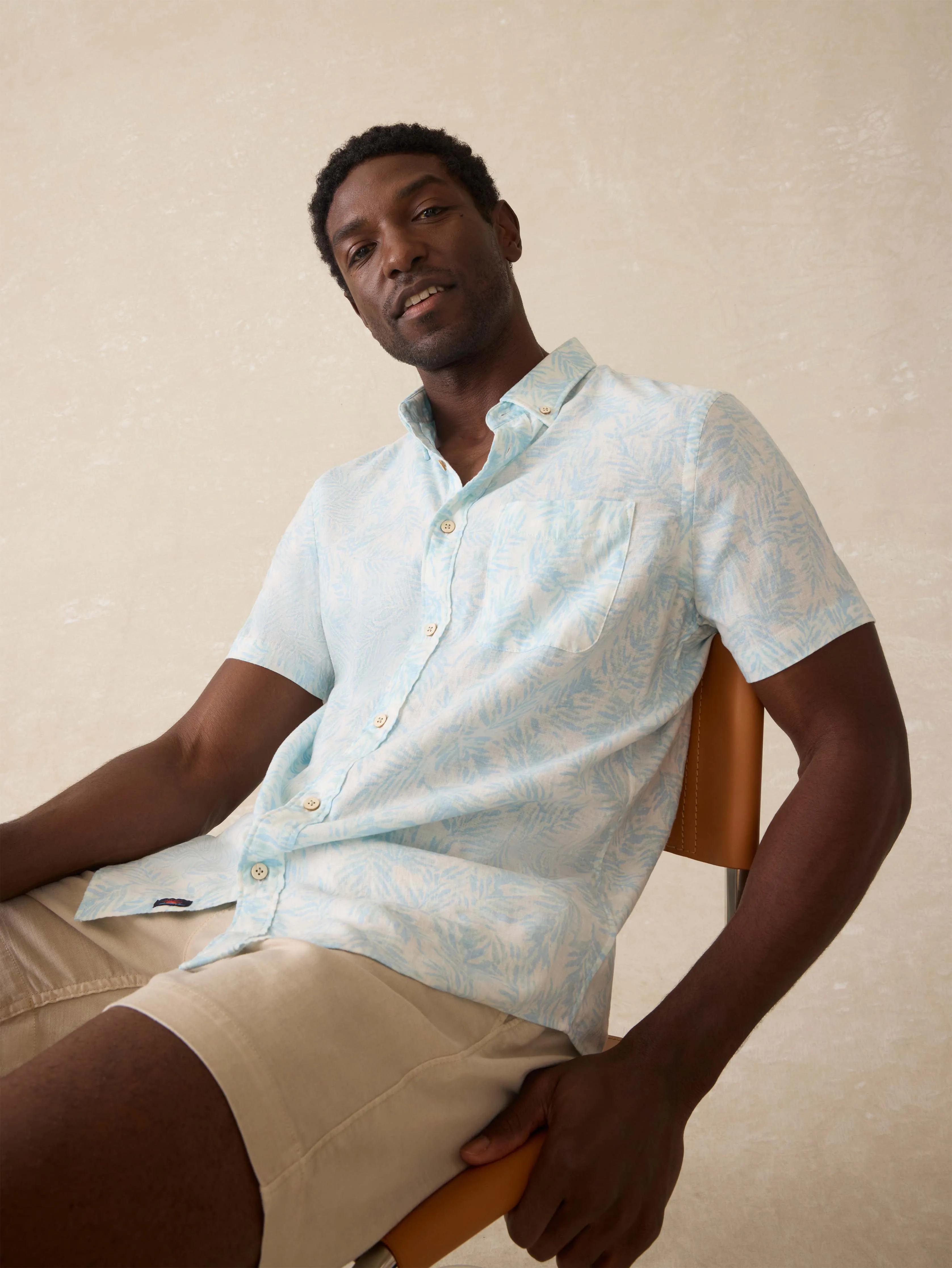 Short-Sleeve Breeze Shirt - Sky Beach Foliage sold by Faherty product image thumbnail 4