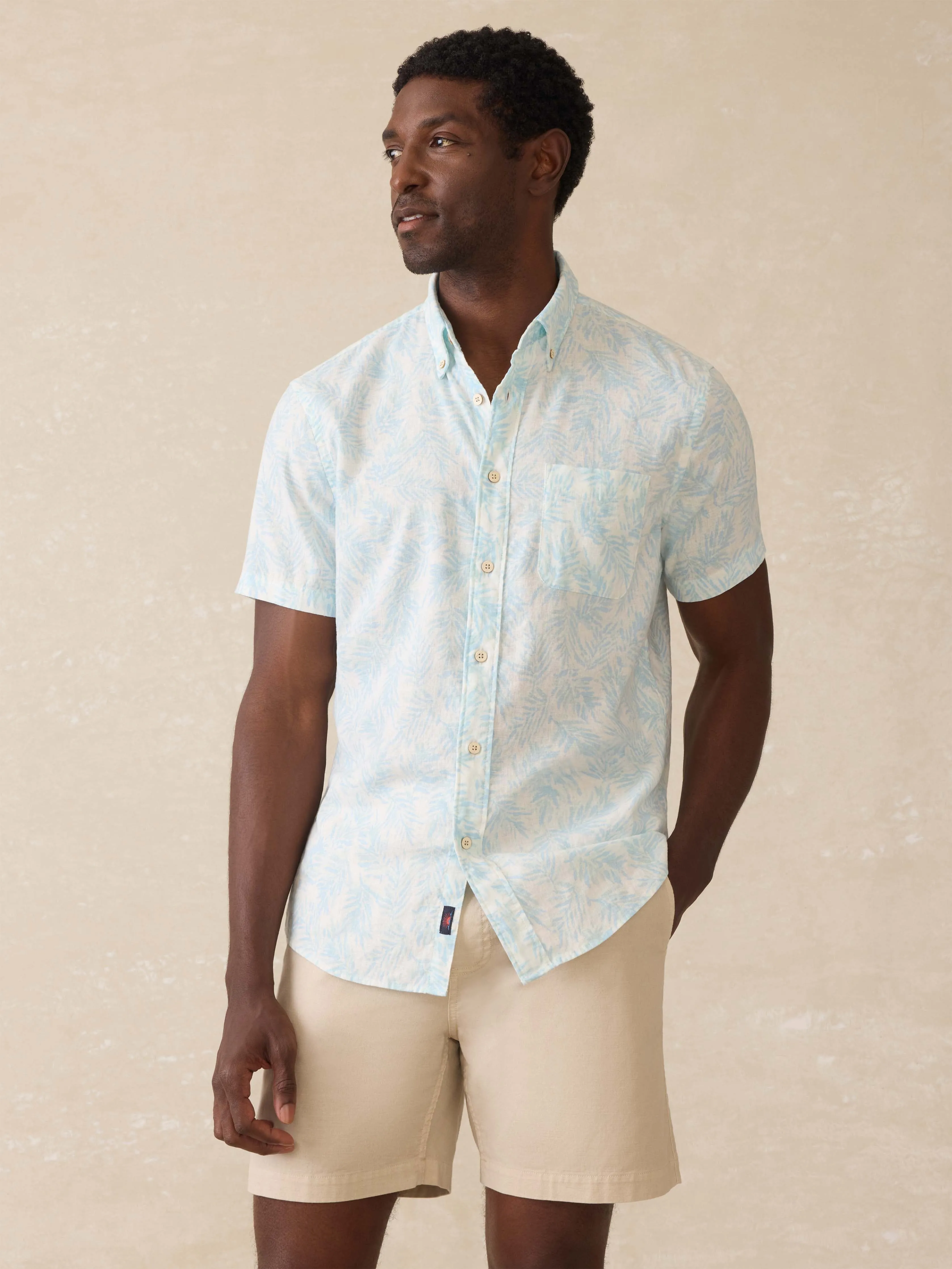 Short-Sleeve Breeze Shirt - Sky Beach Foliage sold by Faherty