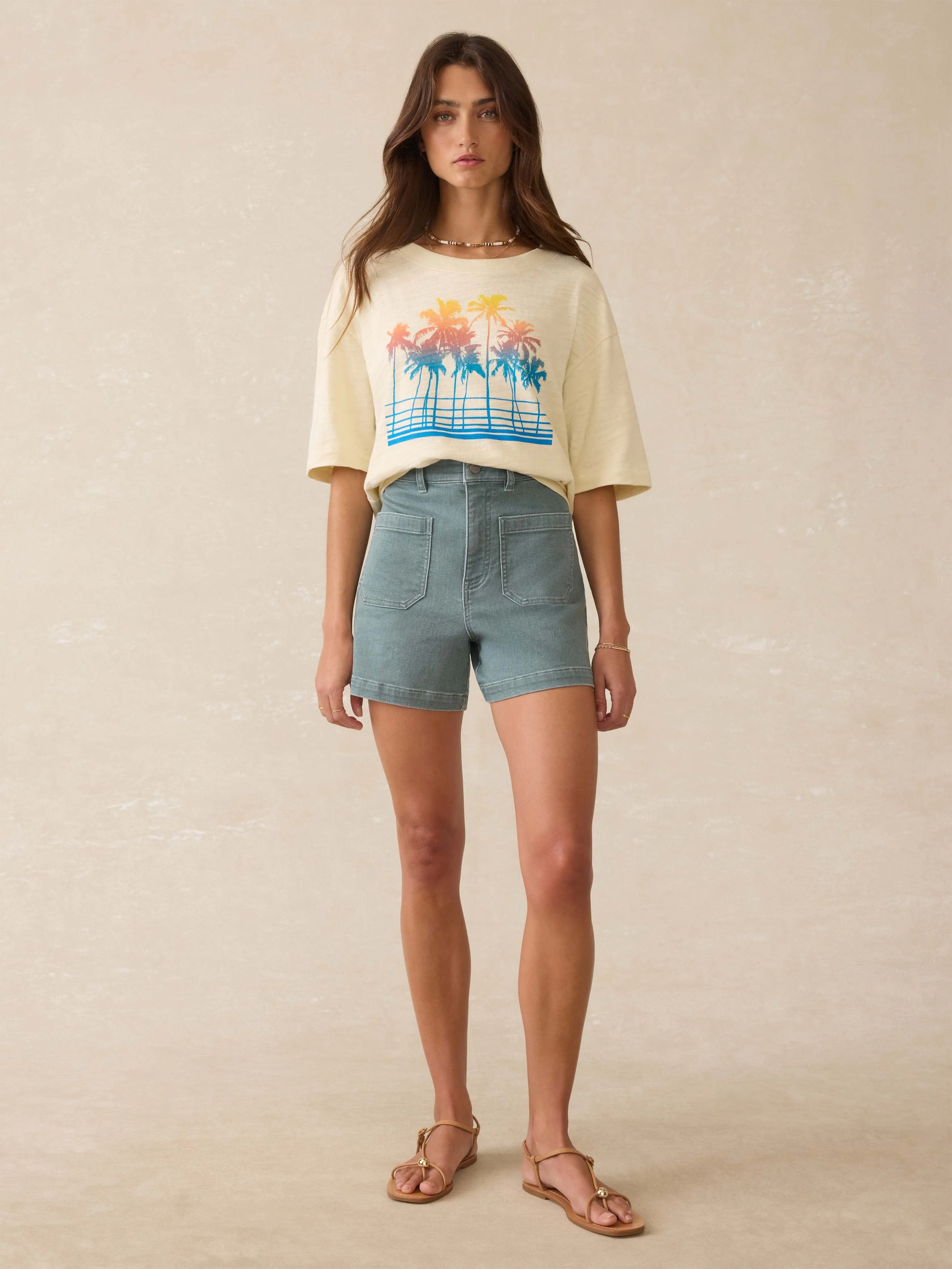 Stretch Terry Patch Pocket Short - Ocean Glass sold by Faherty