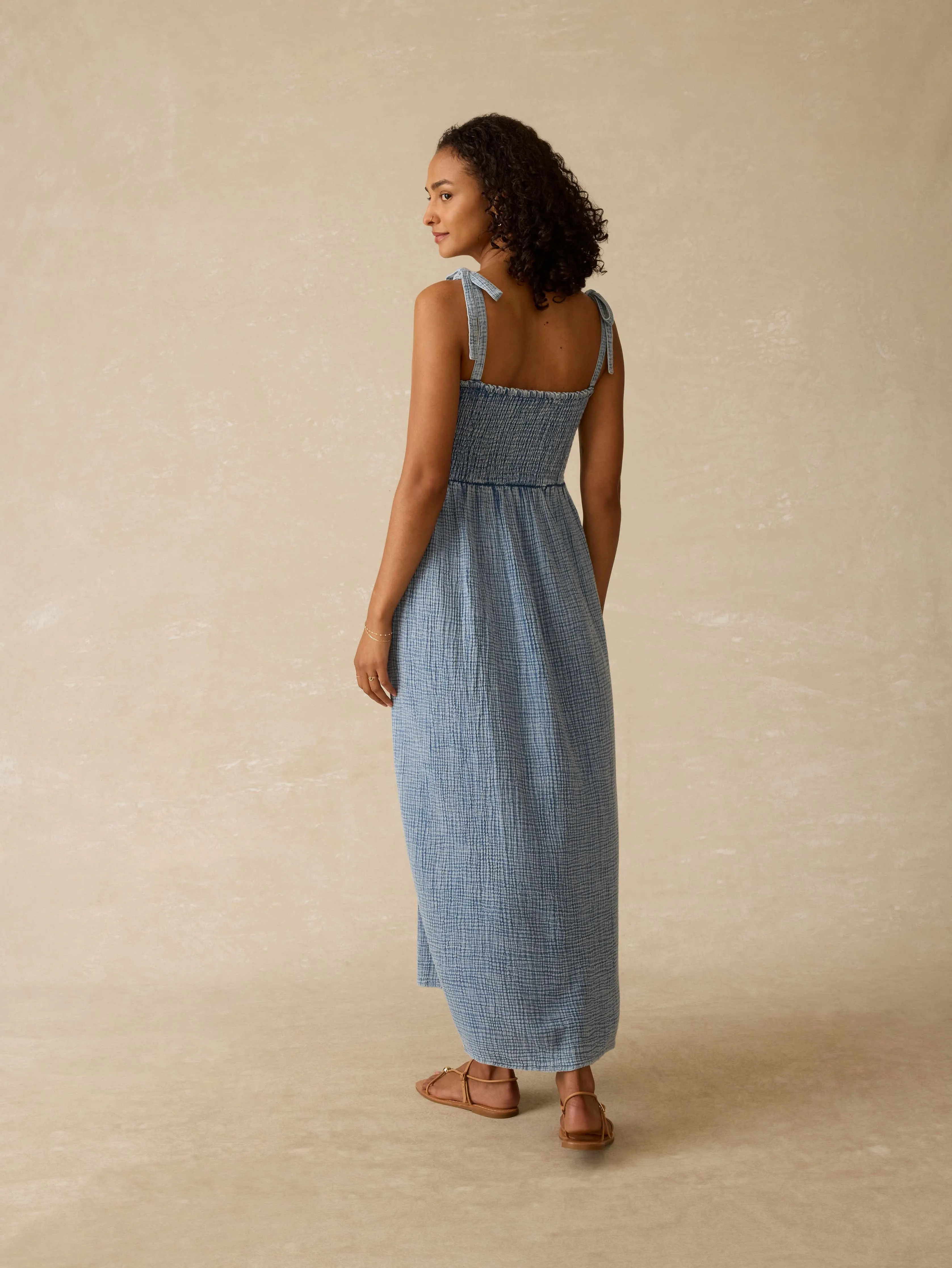 Dune Cotton Gauze Ella Dress - Light Indigo Wash sold by Faherty product image thumbnail 5
