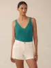 Miramar Linen V-Neck Tank - Deep Jungle sold by Faherty