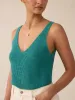Miramar Linen V-Neck Tank - Deep Jungle sold by Faherty