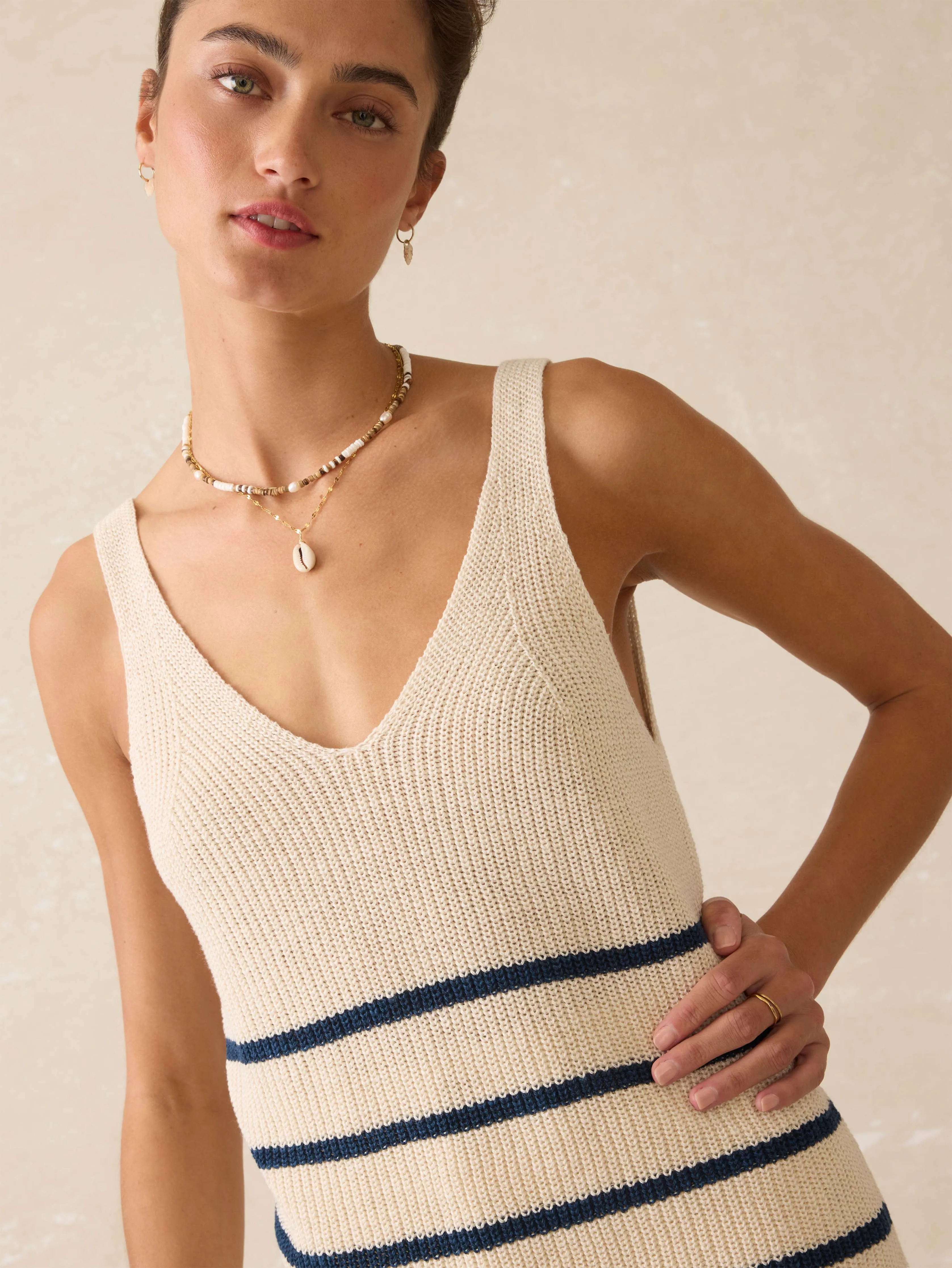 Miramar Linen V-Neck Tank - Sand Cove Stripe sold by Faherty product image thumbnail 2