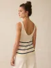 Miramar Linen V-Neck Tank - Sand Cove Stripe sold by Faherty