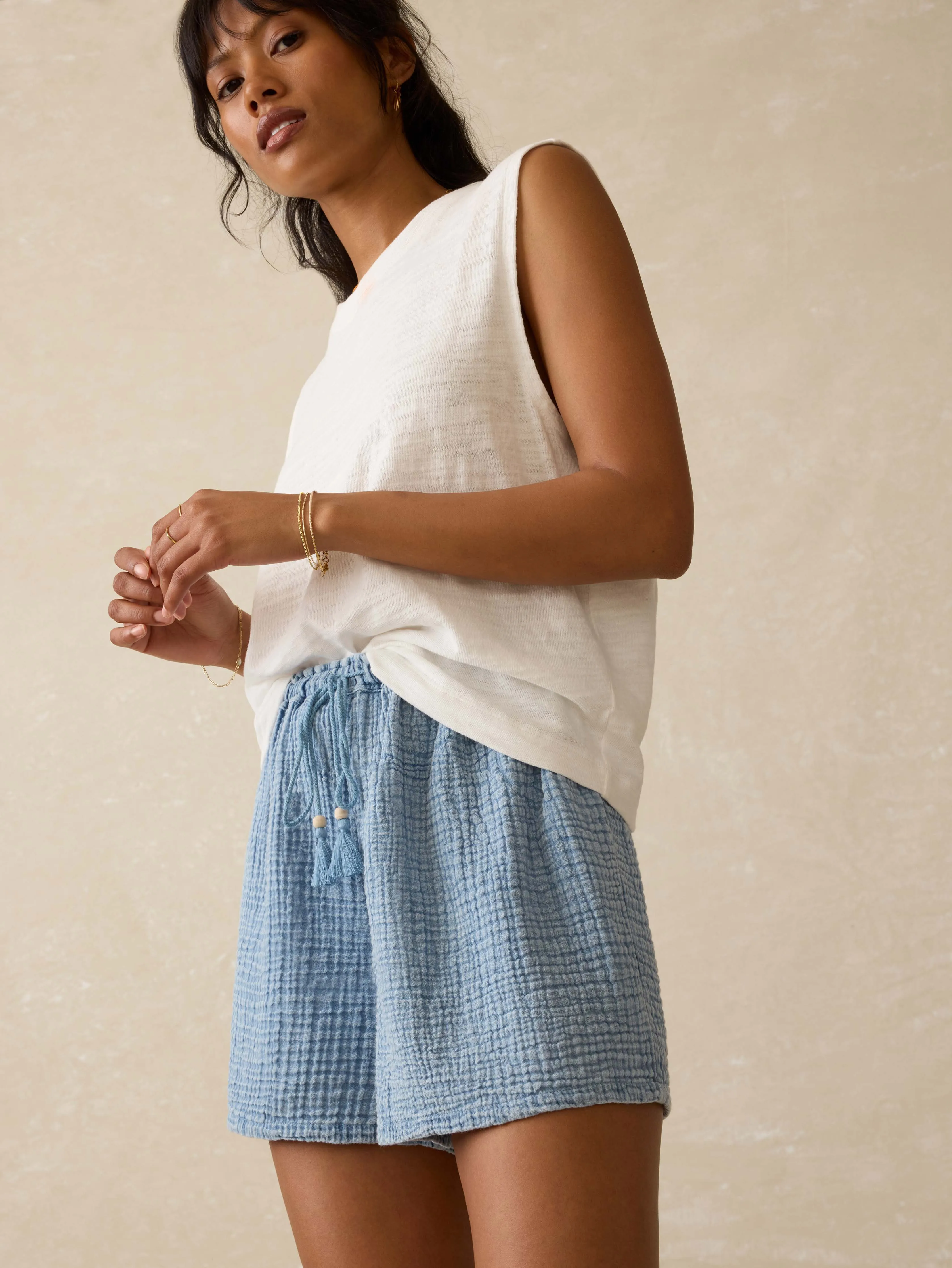 Laidback Gauze Short - Light Indigo Wash sold by Faherty product image thumbnail 3