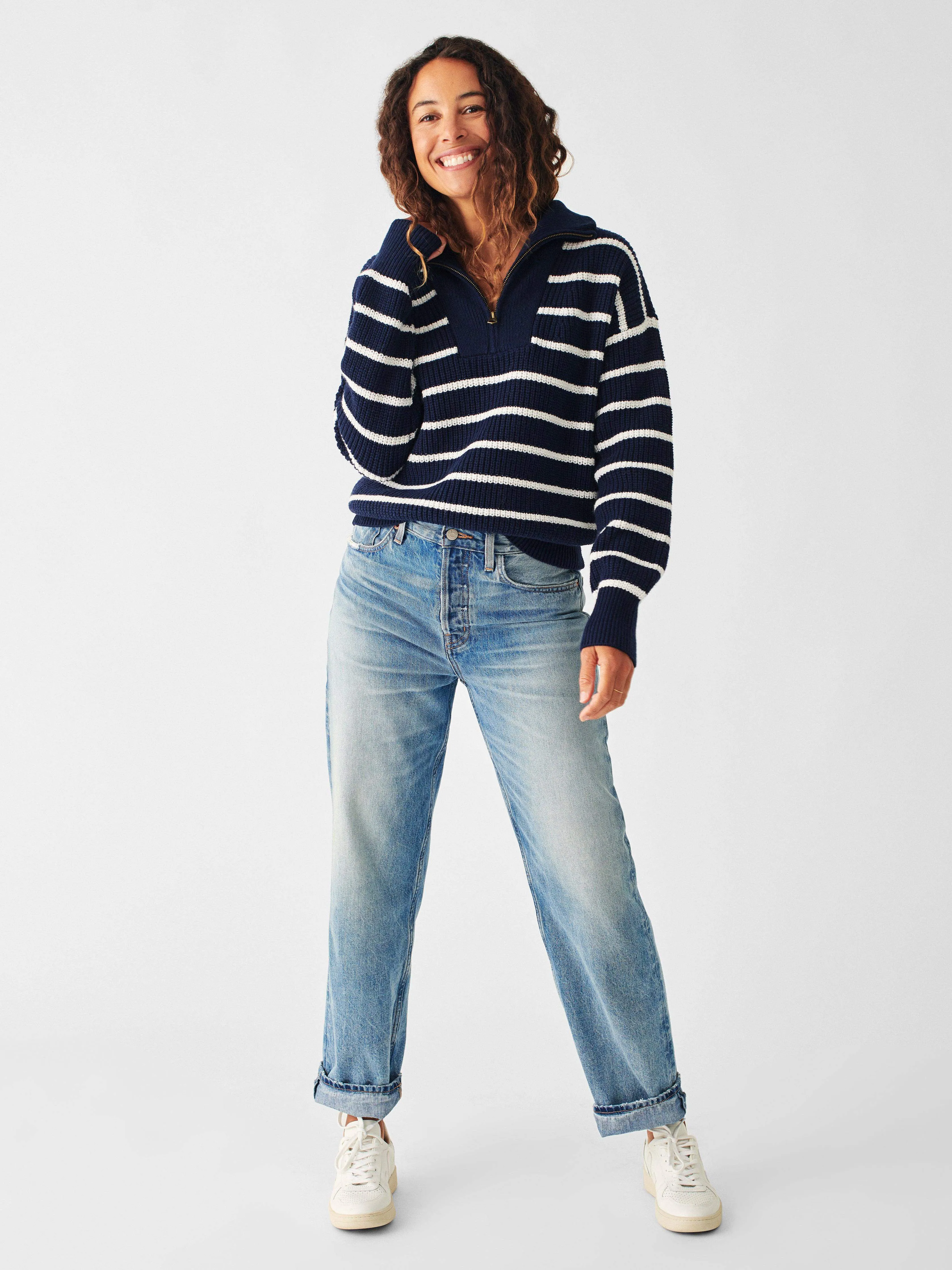 Mariner Sweater - Navy Multi sold by Faherty product image thumbnail 3