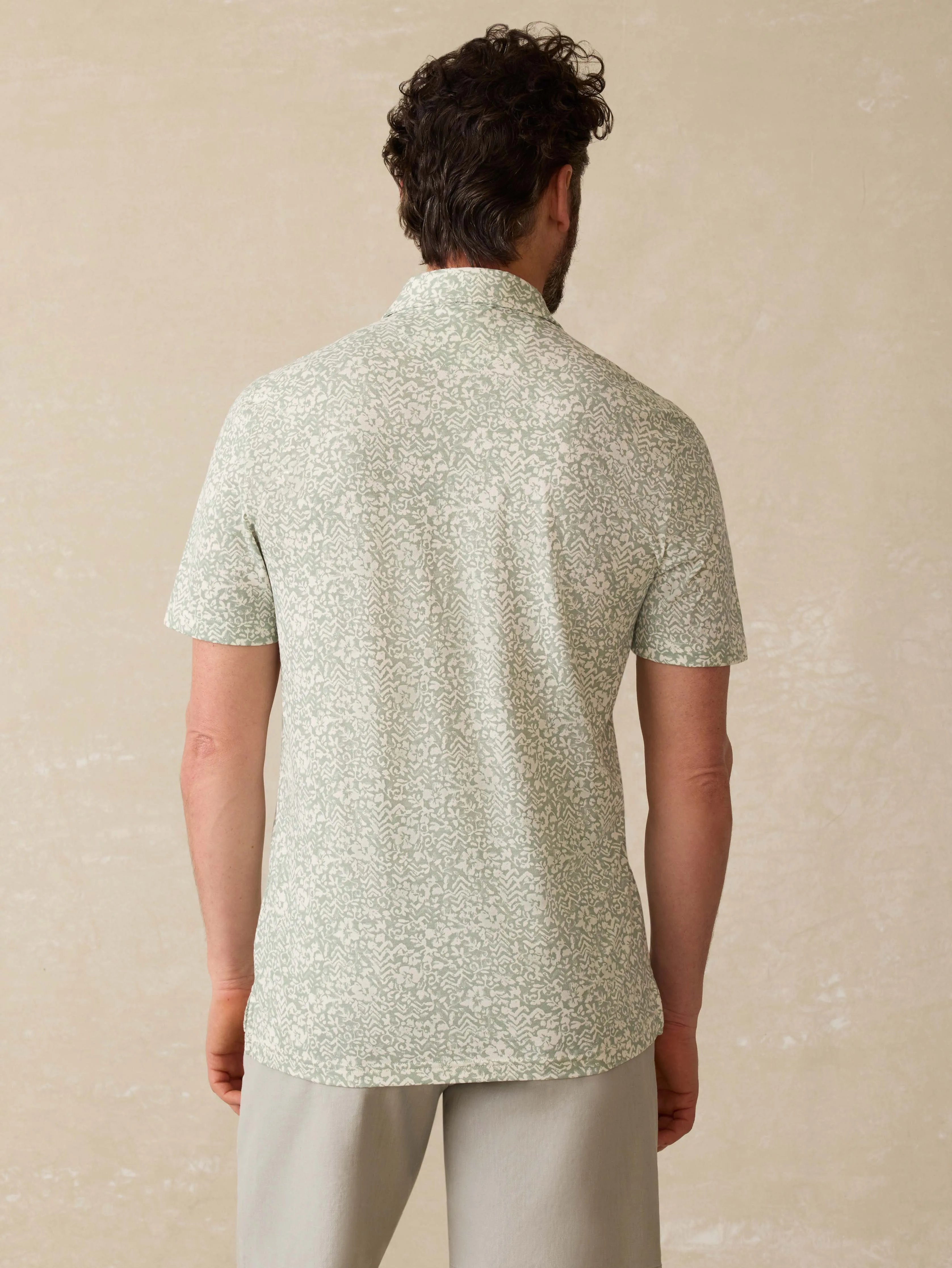 Short-Sleeve Movement™ Pique Polo - Dusty Sage Hilo sold by Faherty product image thumbnail 4