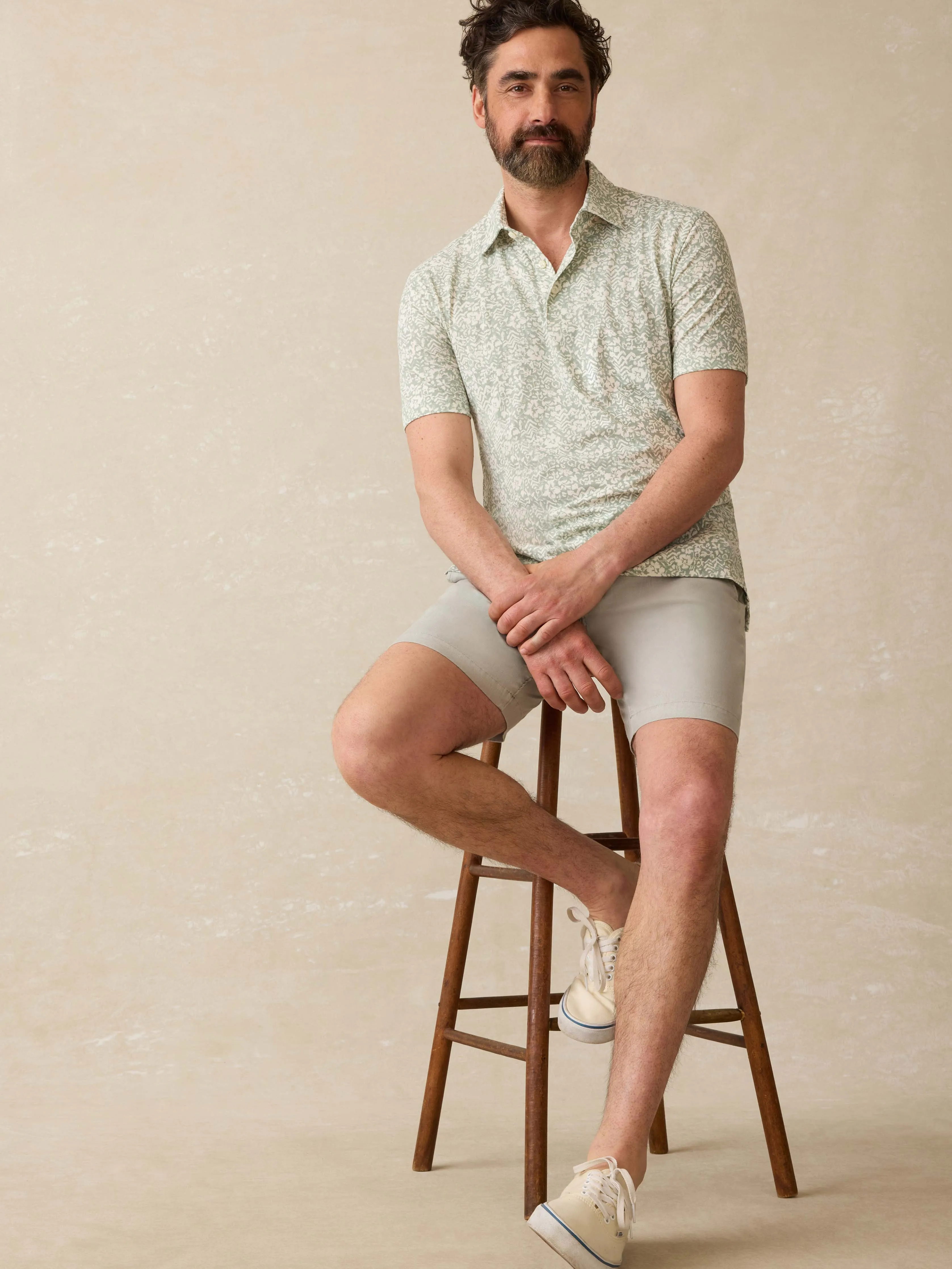 Short-Sleeve Movement™ Pique Polo - Dusty Sage Hilo sold by Faherty product image thumbnail 5